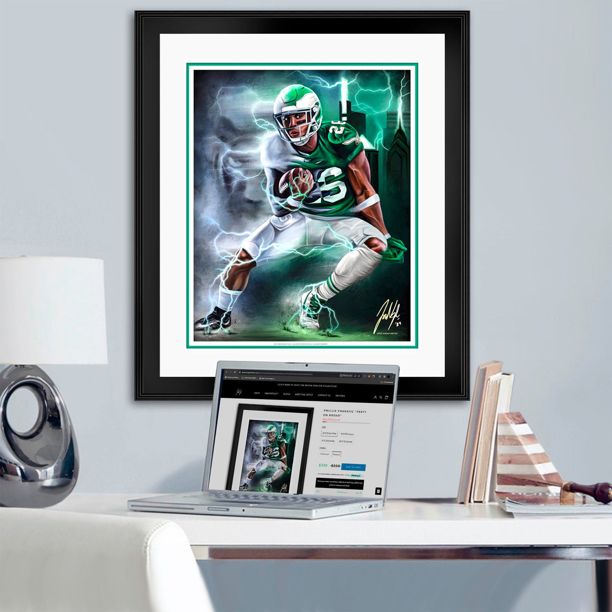 "Saquon Barkley 'BORN TO RUN'" Art Piece