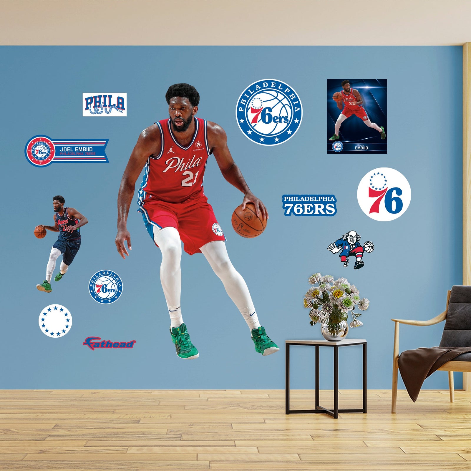 Joel Embiid - RealBig Statement Jersey Collection - Official NBA - Philadelphia 76ers - Reusable Vinyl Wall Decals