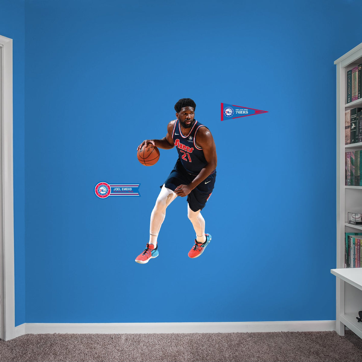 Joel Embiid - RealBig City Jersey Collection - Official NBA - Philadelphia 76ers - Reusable Vinyl Wall Decals #1