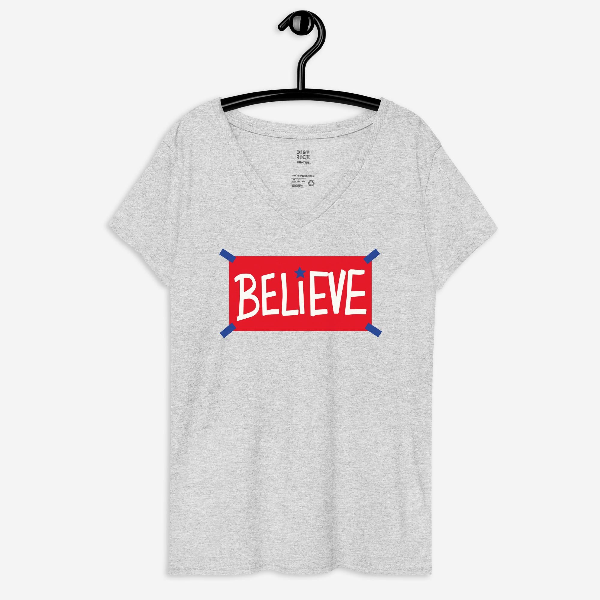 Philadelphia Phillies Believe V-neck Shirt - HollyTees