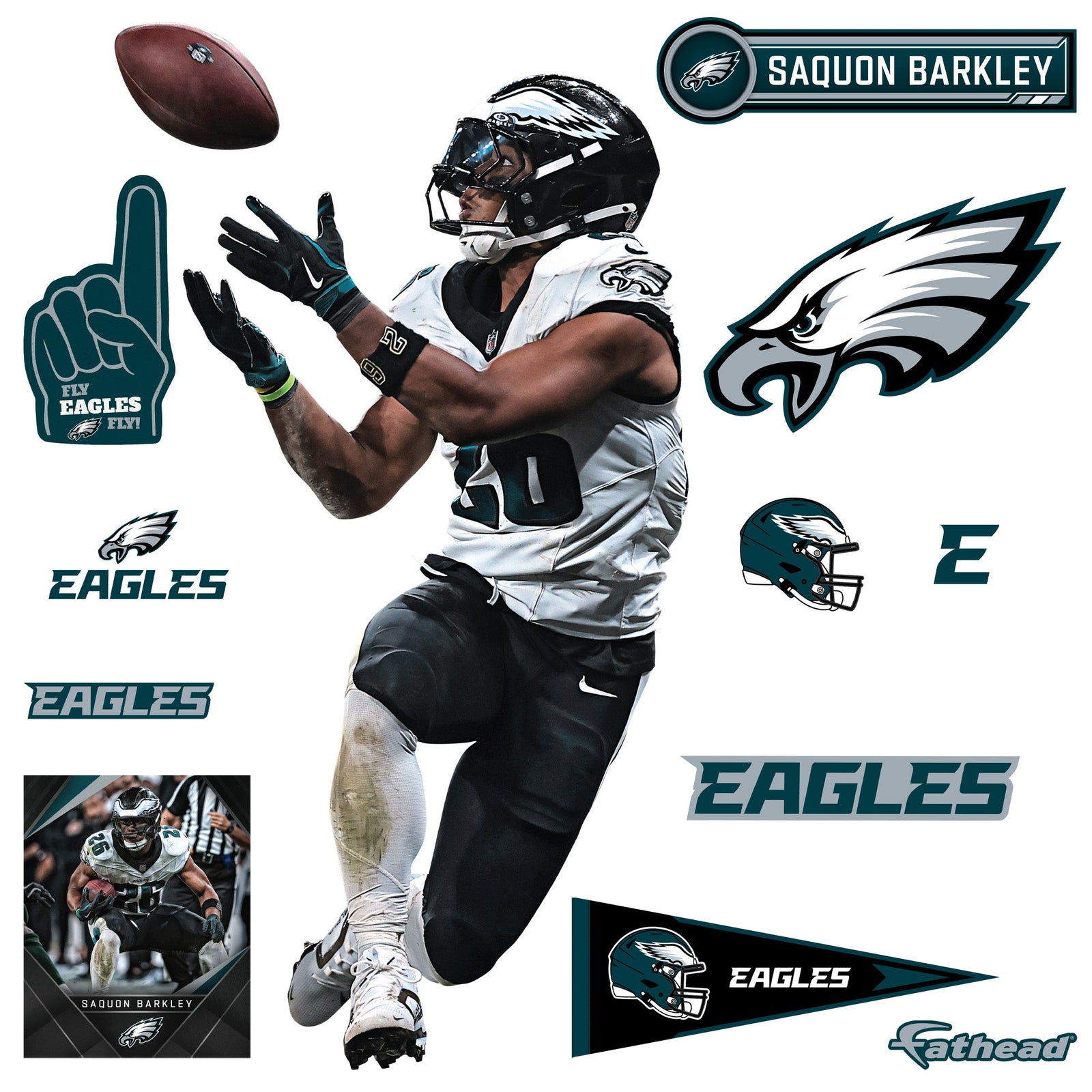 Philadelphia Eagles - RealBig Saquon Barkley Catch Collection - Official NFL - Reusable Vinyl Wall Decals