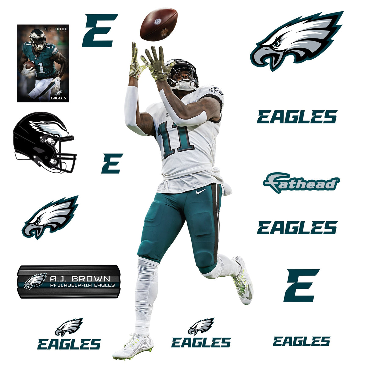 A.J. Brown Catch - RealBig Collection - Official NFL - Philadelphia Eagles - Reusable Vinyl Wall Decals