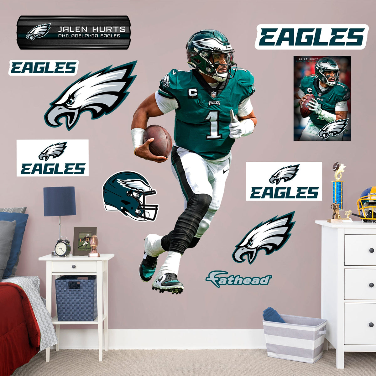 Jalen Hurts - RealBig Collection - Official NFL - Philadelphia Eagles - Reusable Vinyl Wall Decals