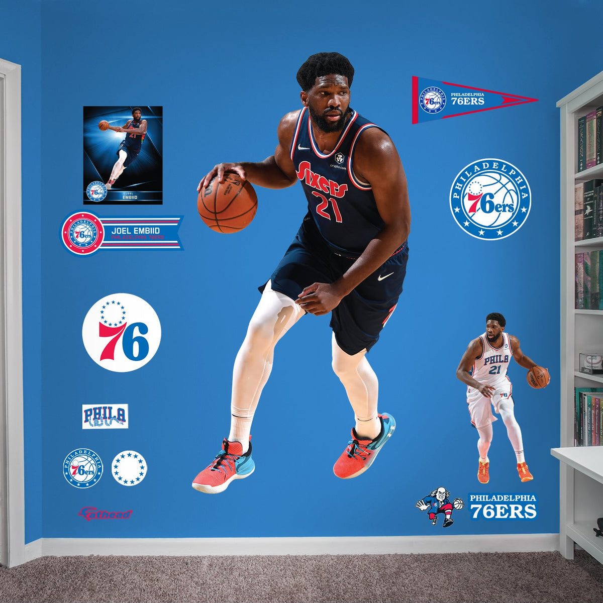 Joel Embiid - RealBig City Jersey Collection - Official NBA - Philadelphia 76ers - Reusable Vinyl Wall Decals #1