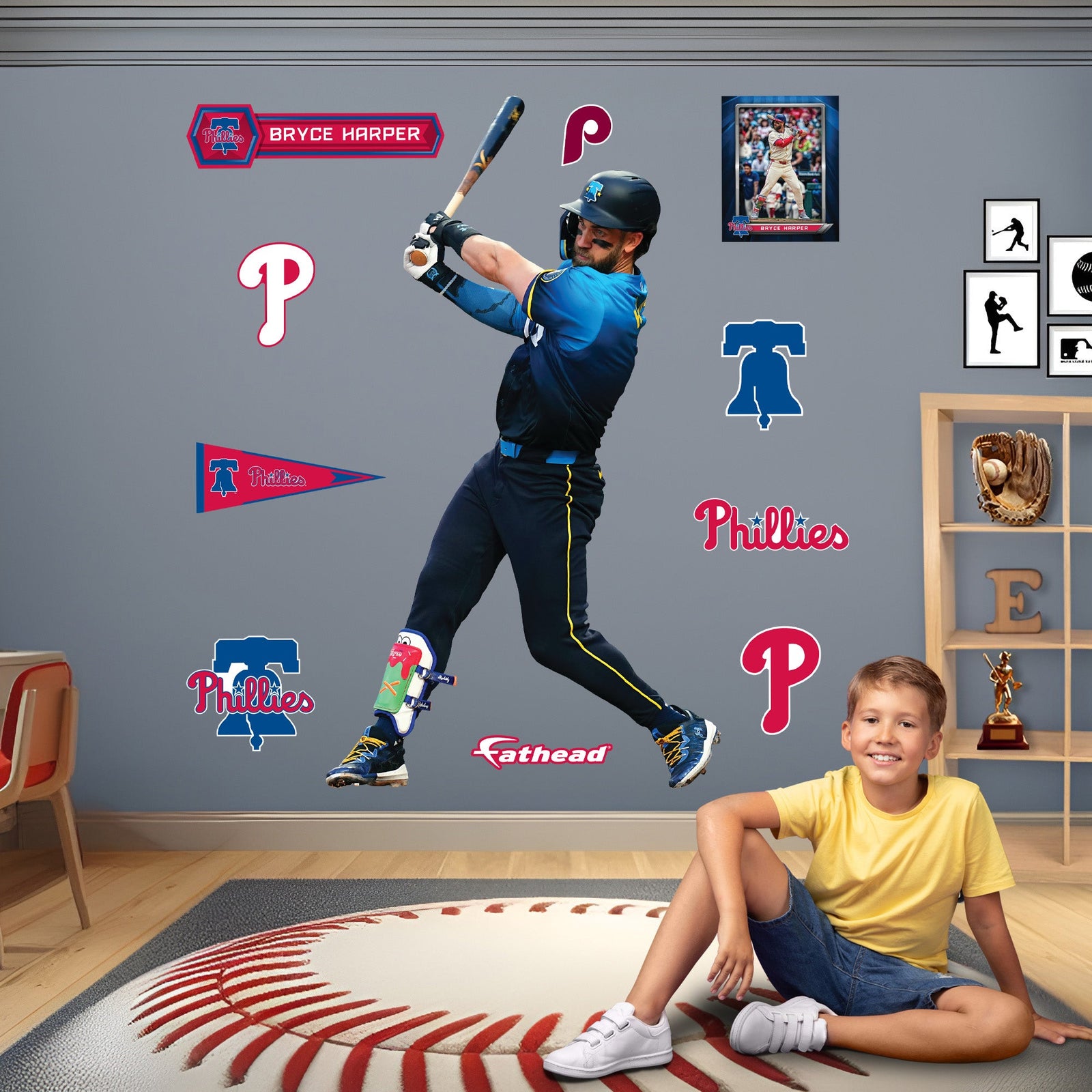 Bryce Harper City Connect - RealBig Collection - Official MLB - Philadelphia Phillies - Reusable Vinyl Wall Decals