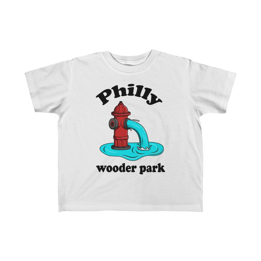 Philadelphia fire hydrant Philly wooder park on a white kids t-shirt from Phillygoat