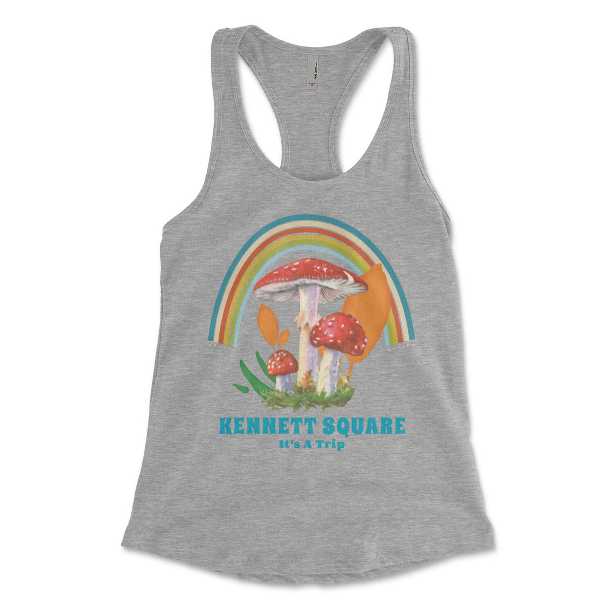 Philadelphia Kennett Square magic mushrooms tripping heather grey womens racerback tank top from Phillygoat