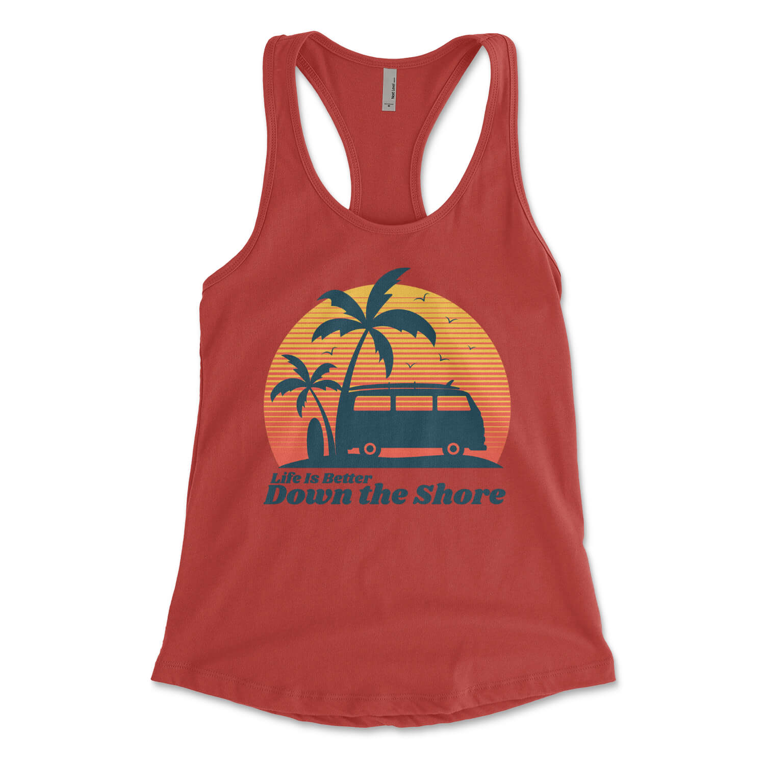 Life is better down the shore Jersey Shore red womens racerback tank top from Phillygoat