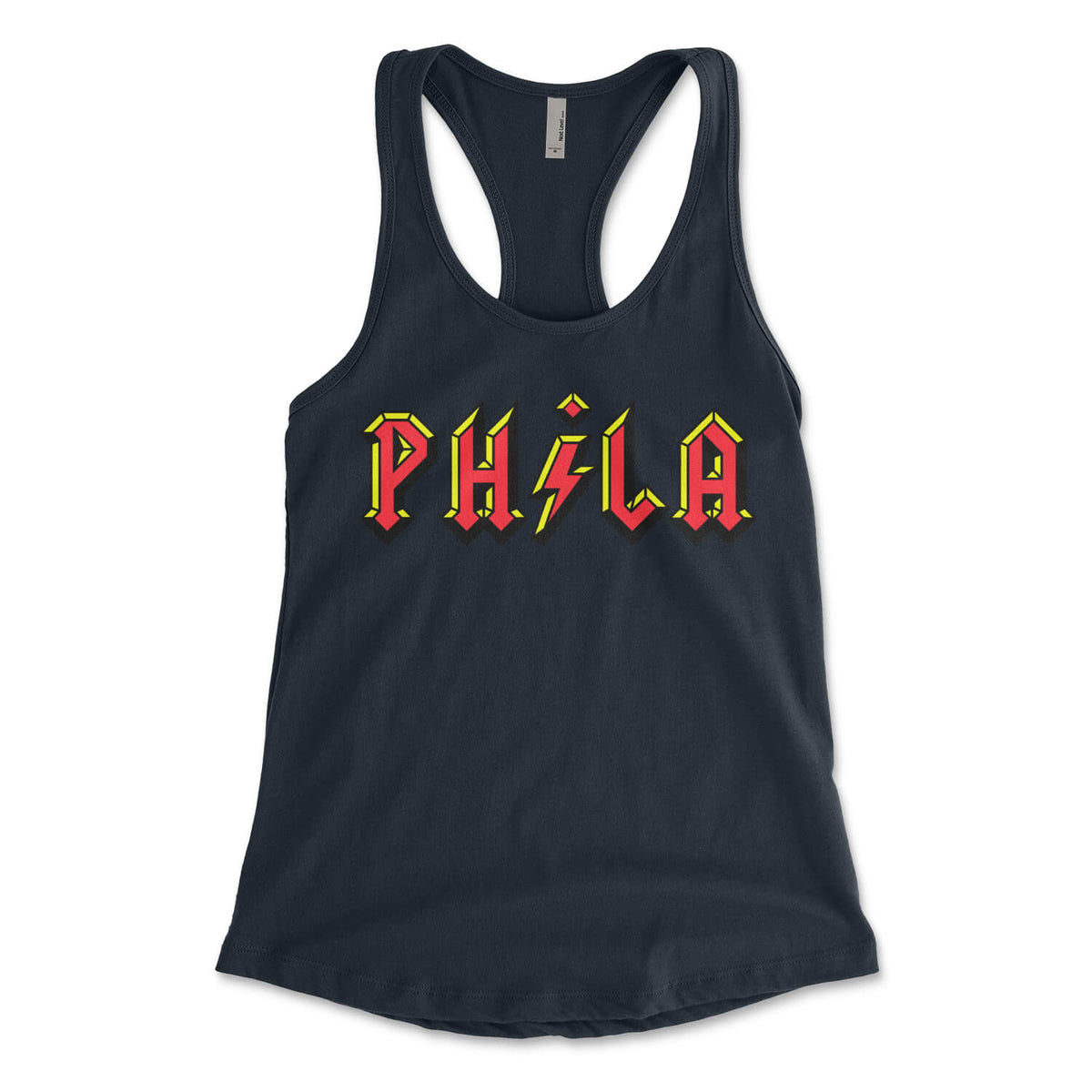 Philadelphia ACDC Phila midnight navy blue womens racerback tank top from Phillygoat