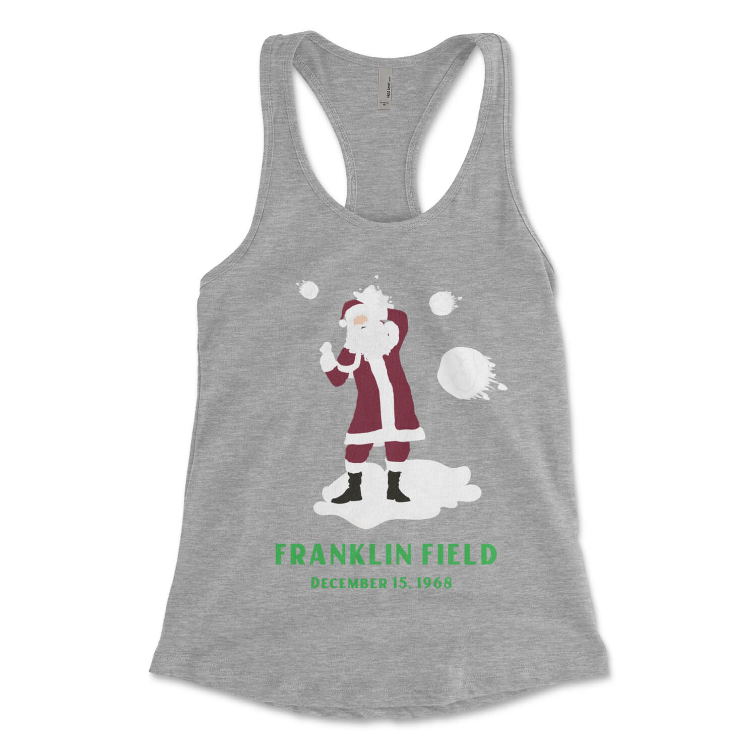 Philadelphia Eagles fans boo Santa Clause at Franklin Field heather grey womens racerback tank top from Phillygoat