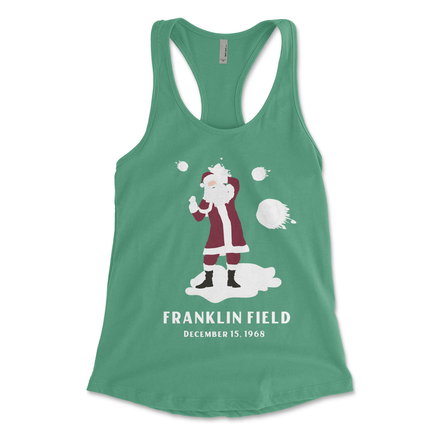 Philadelphia Eagles fans boo Santa Clause at Franklin Field kelly green womens racerback tank top from Phillygoat