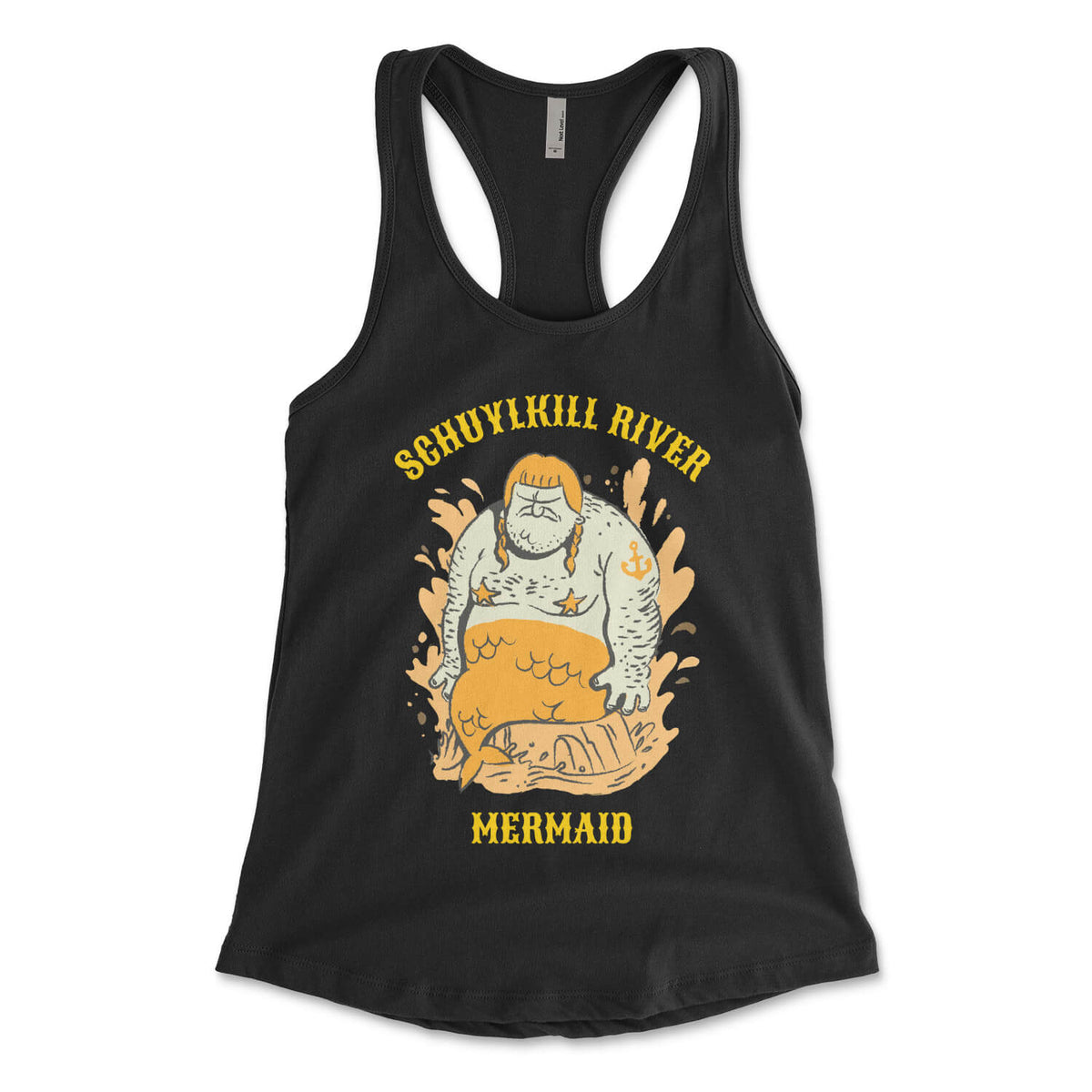 Philadelphia Schuylkill River Mermaid vintage black womens racerback tank top from Phillygoat