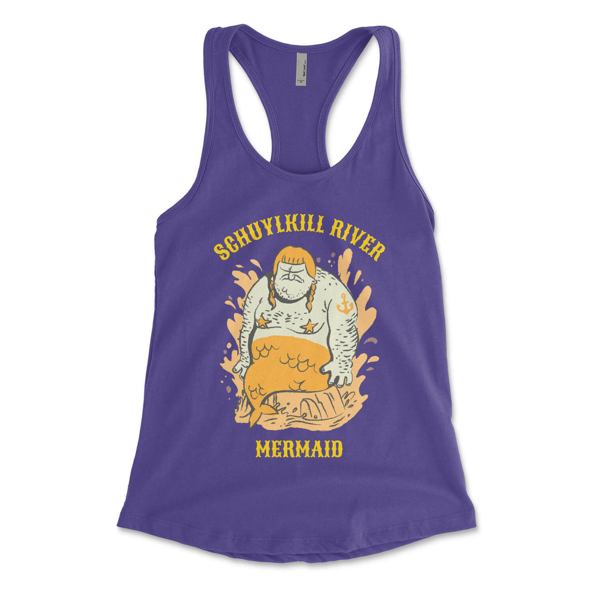Philadelphia Schuylkill River Mermaid vintage purple womens racerback tank top from Phillygoat