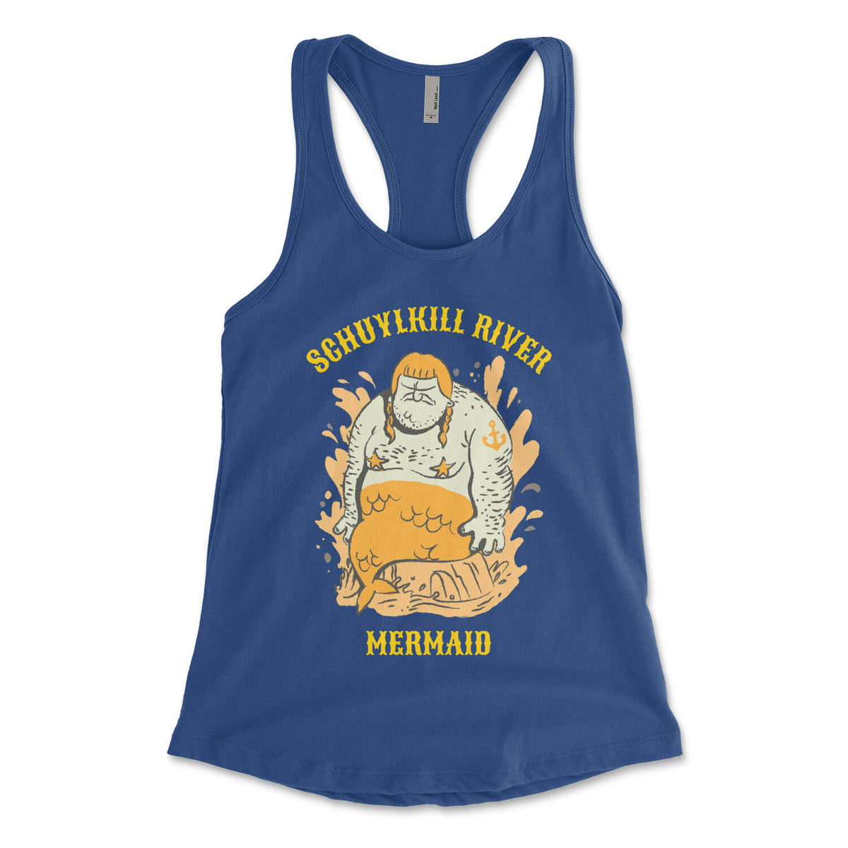 Philadelphia Schuylkill River Mermaid vintage womens royal blue racerback tank top from Phillygoat