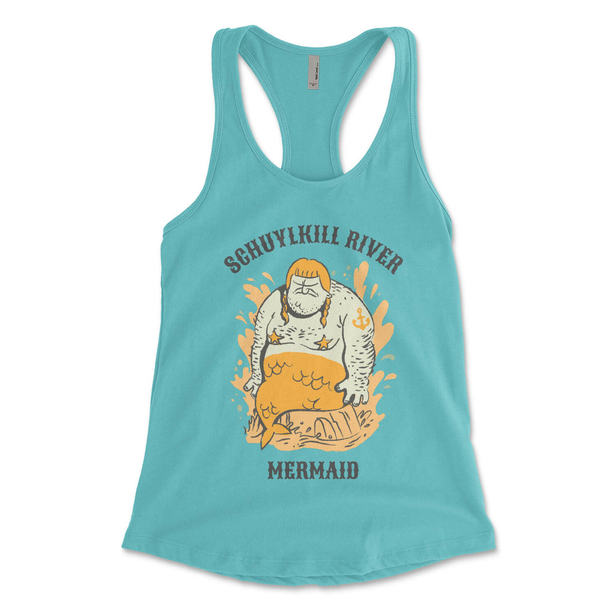 Philadelphia Schuylkill River Mermaid vintage womens tahiti blue racerback tank top from Phillygoat