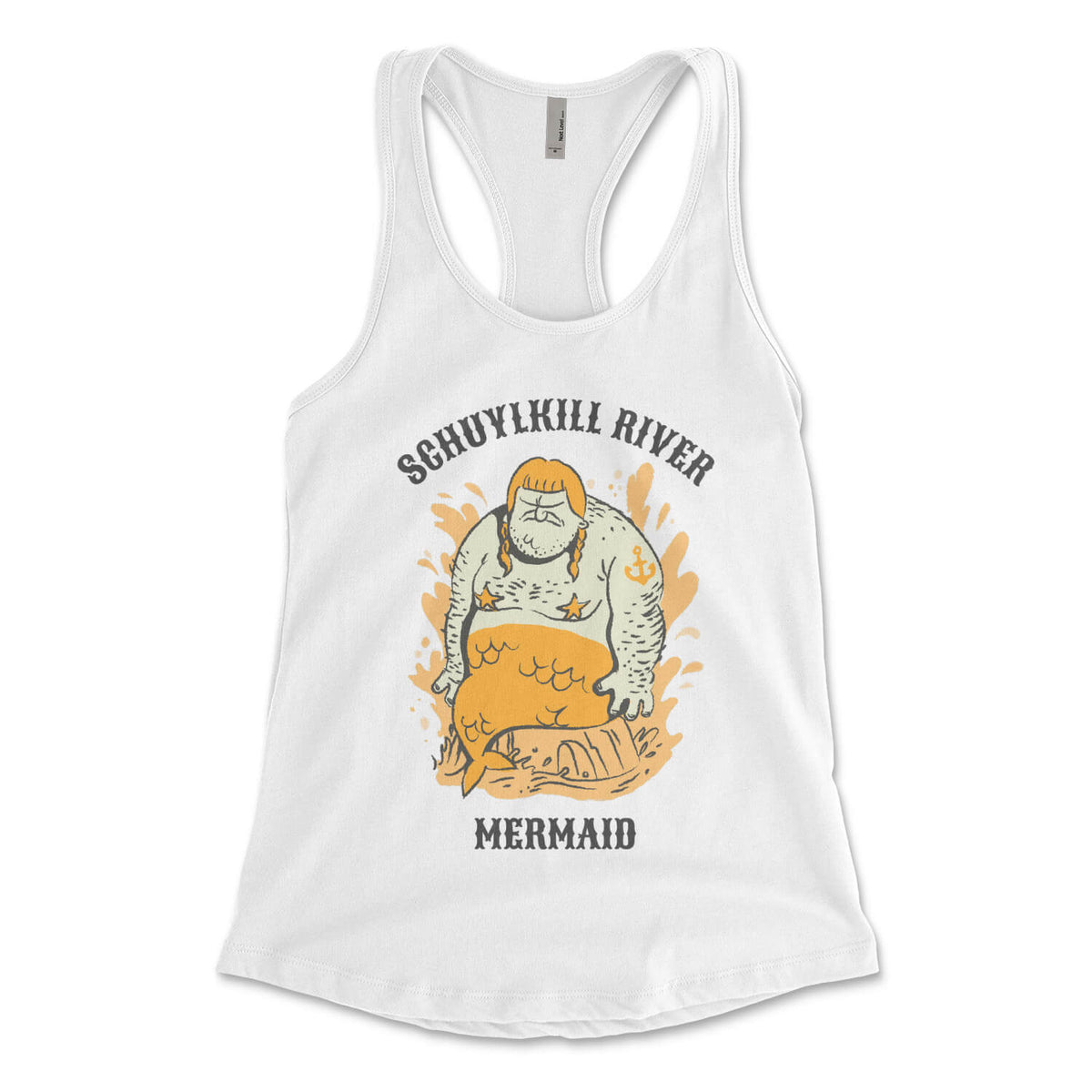 Philadelphia Schuylkill River Mermaid vintage womens white racerback tank top from Phillygoat