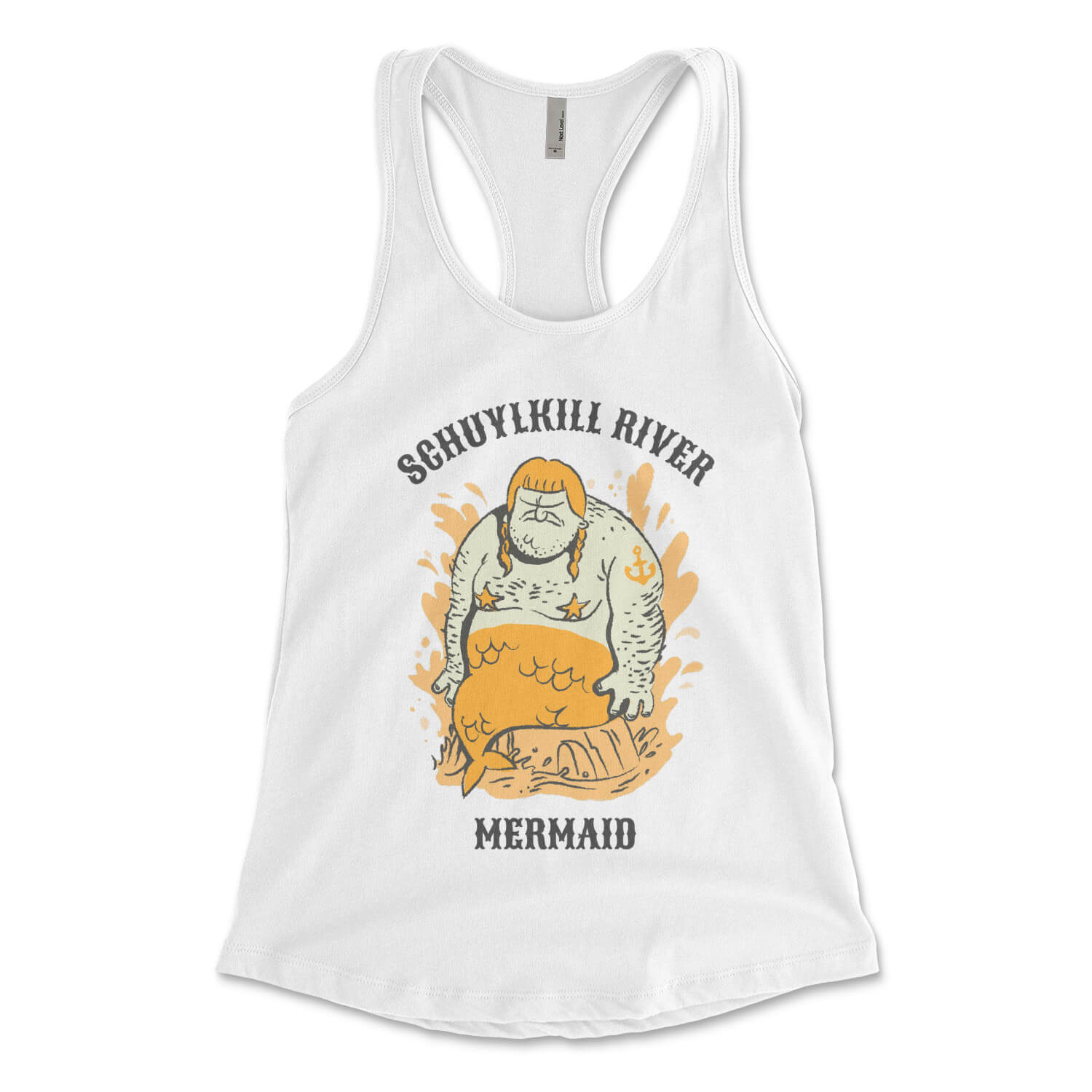 Philadelphia Schuylkill River Mermaid vintage womens white racerback tank top from Phillygoat