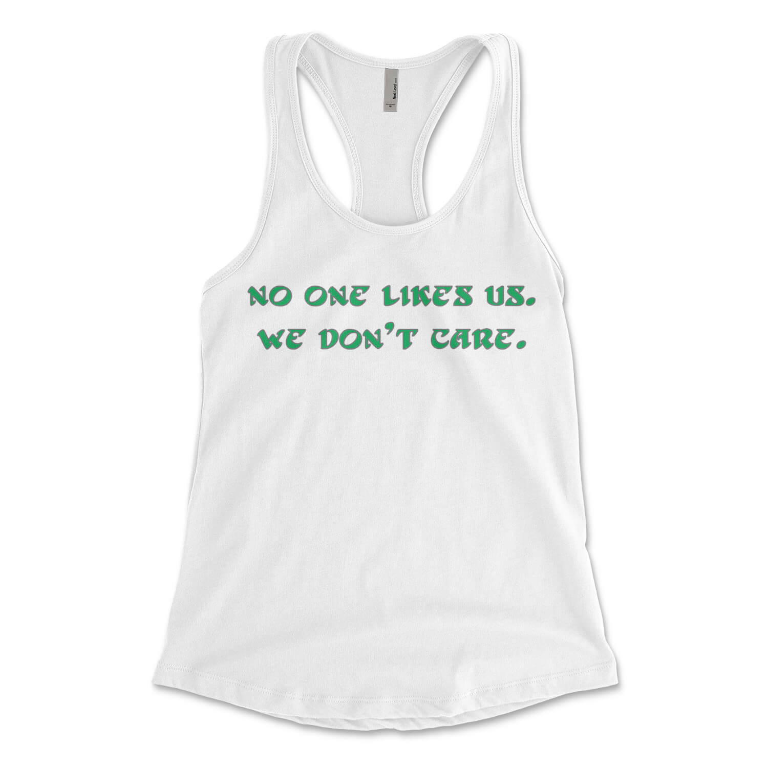 Philadelphia Eagles no one likes us we don't care white womens racerback tank top from Phillygoat
