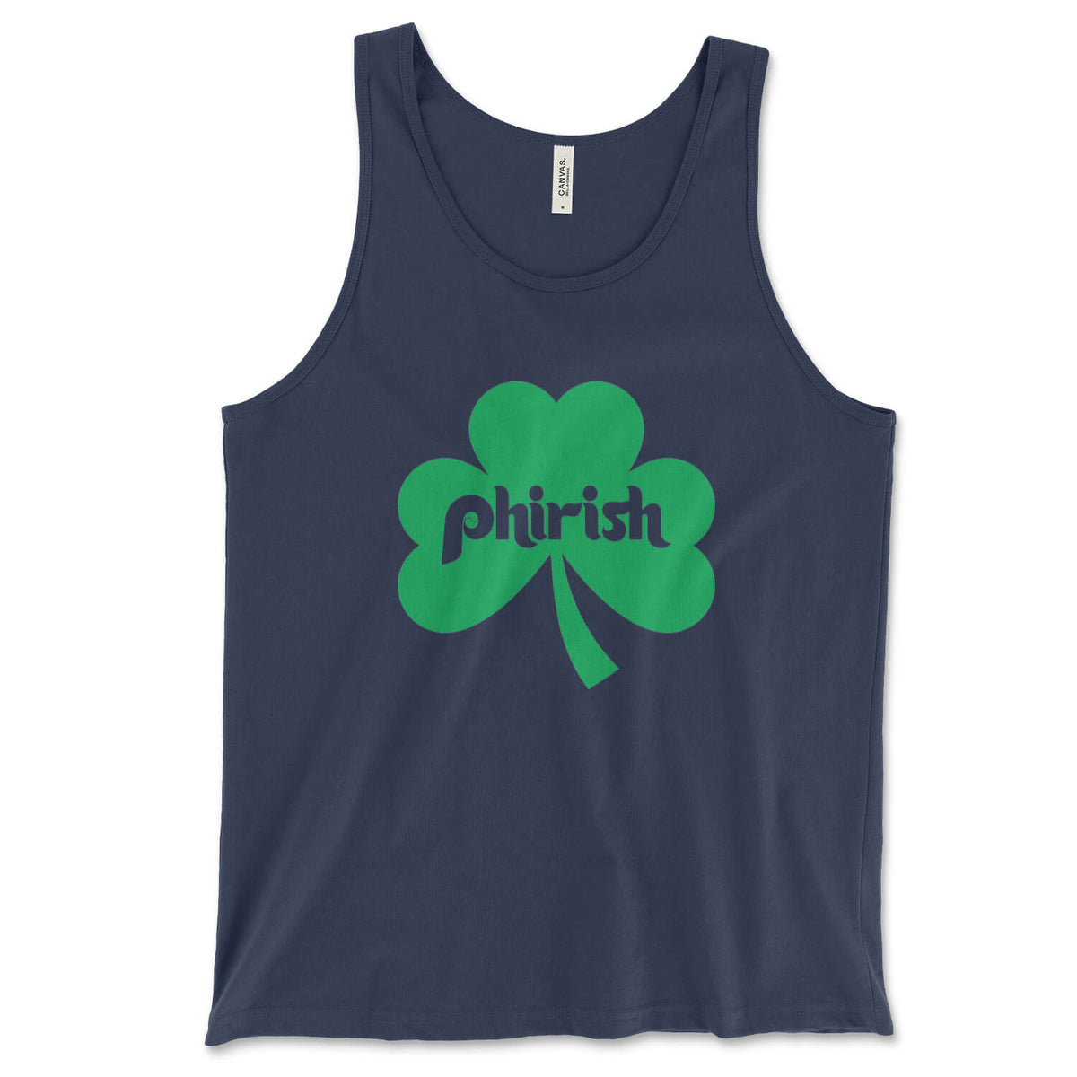 Philadelphia Irish Phirish Philly shamrock st. paddy's day navy blue tank top from Phillygoat