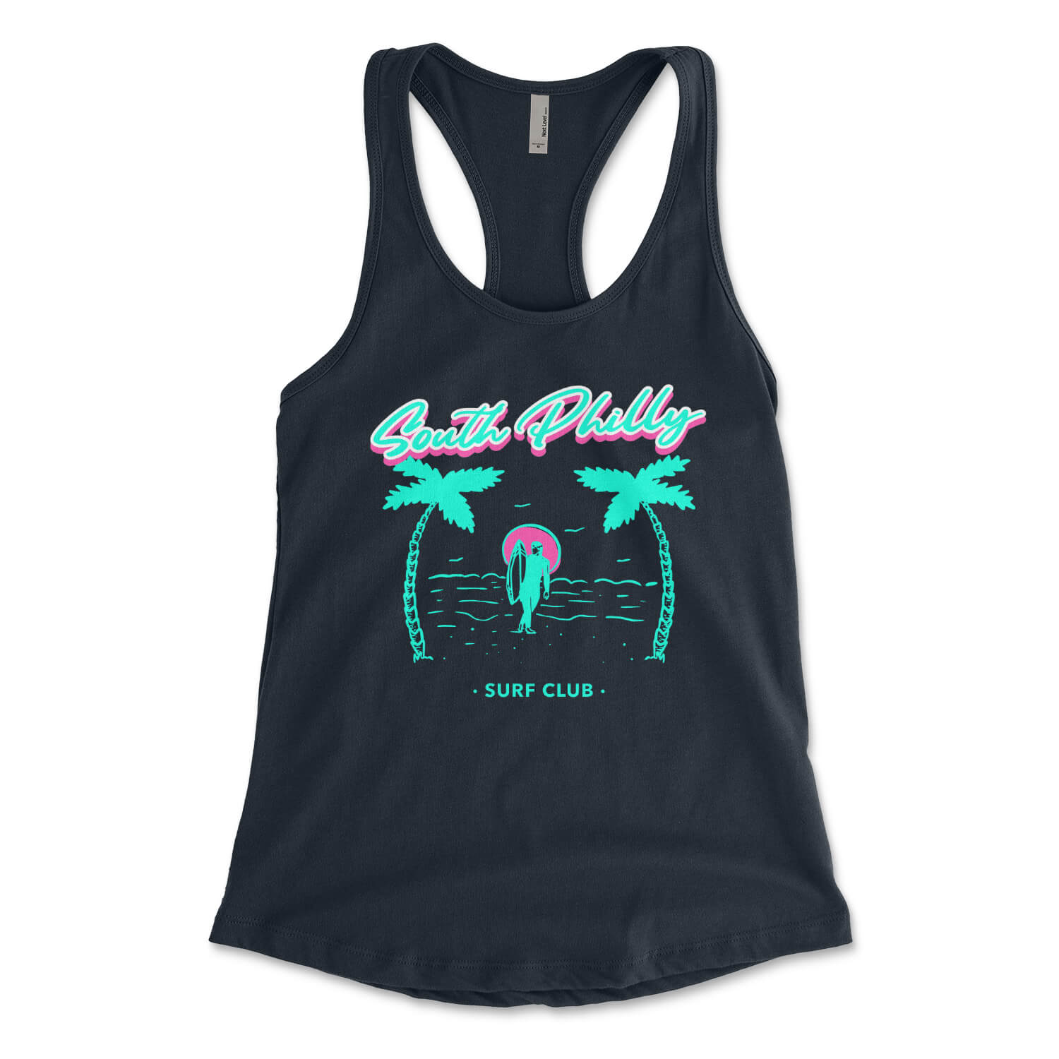 South Philly Suff Club funny womens midnight navy blue racerback tank top from Phillygoat