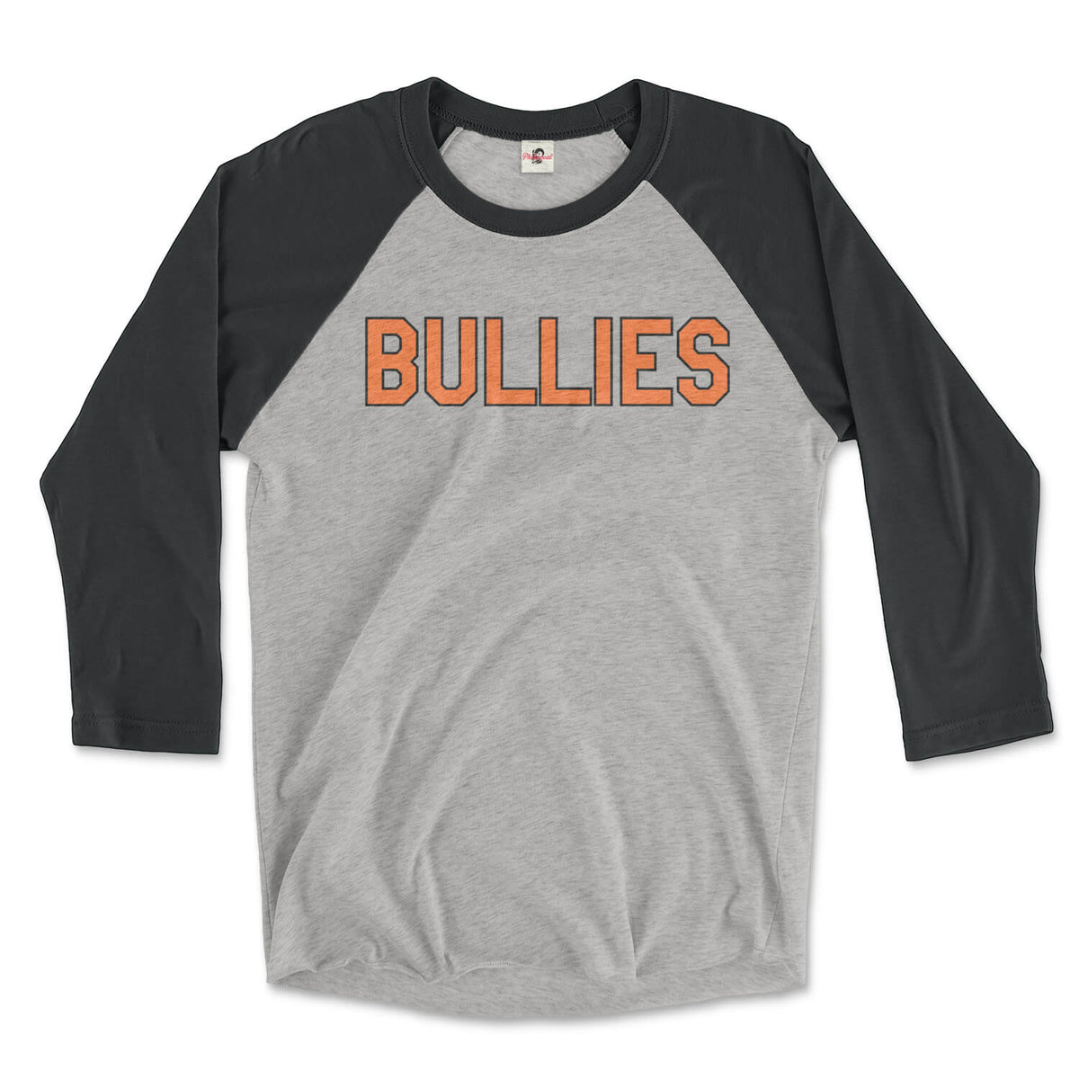 broad street bullies philadelphia flyers vintage black and premium heather grey 3/4 long sleeve raglan tee from phillygoat