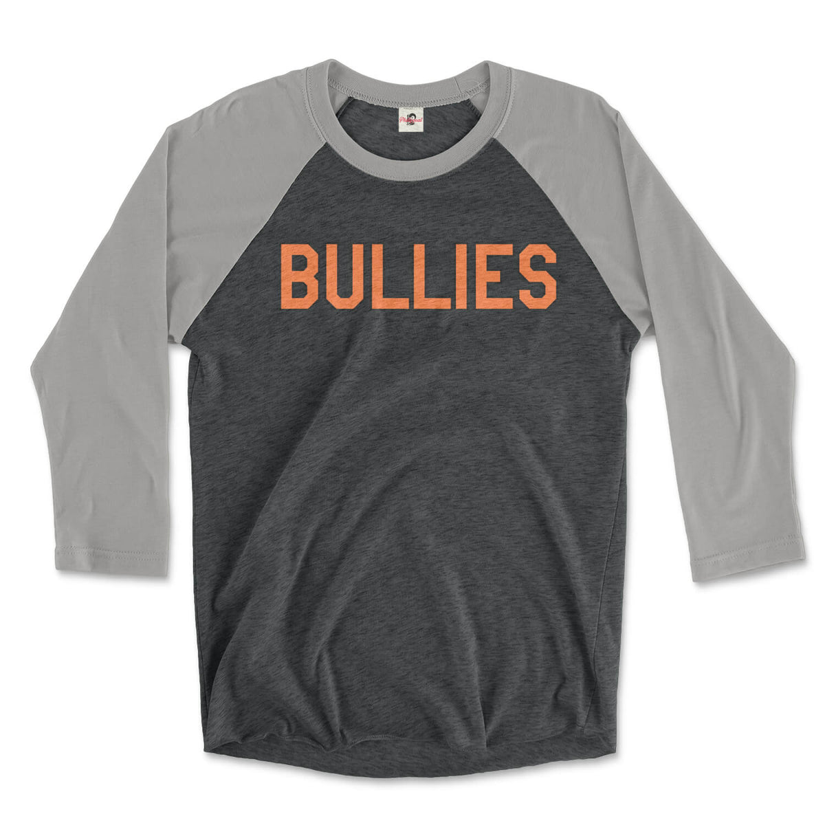 broad street bullies philadelphia flyers premium heather grey and vintage black 3/4 long sleeve raglan tee from phillygoat