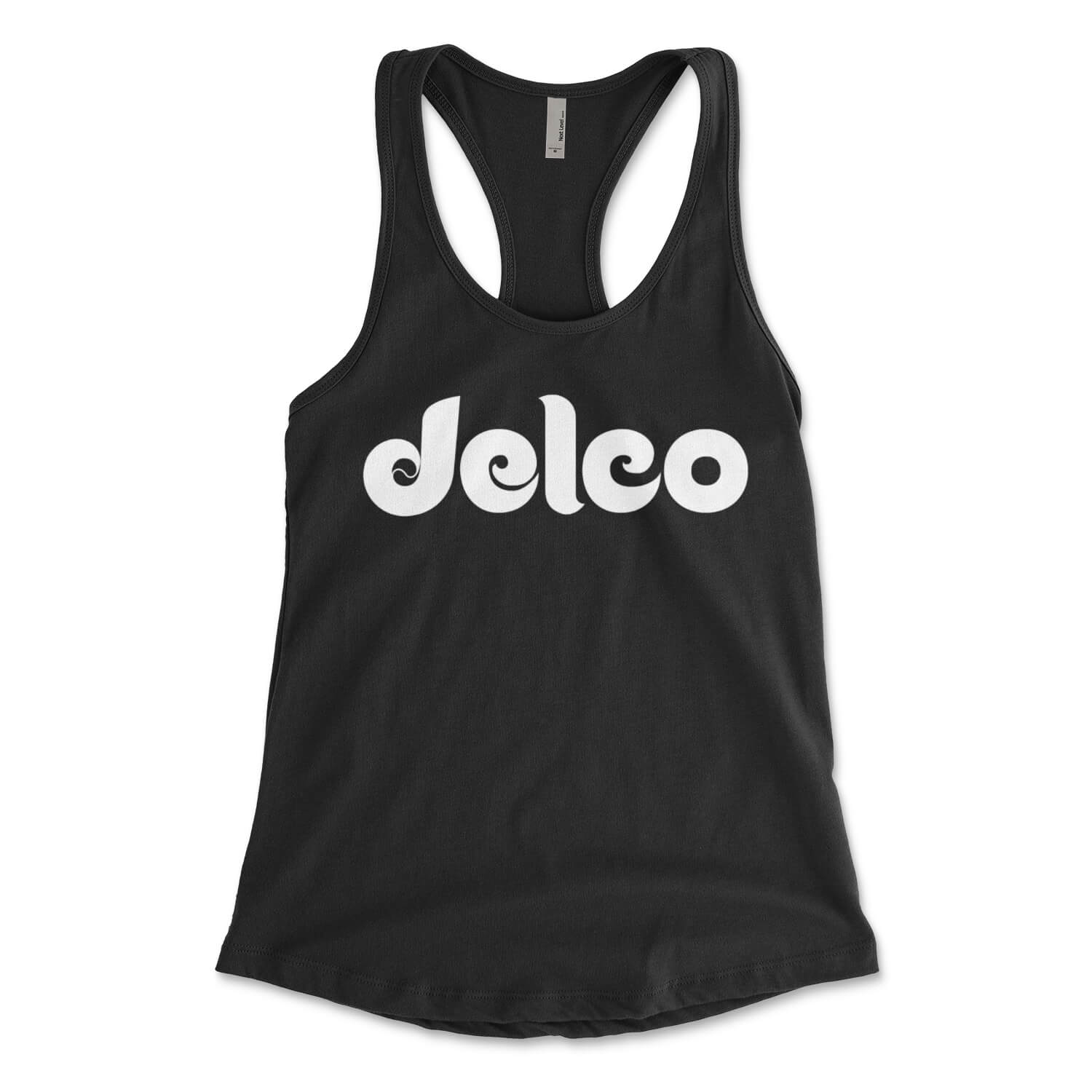 Delco heather black womens racerback tank top from Phillygoat