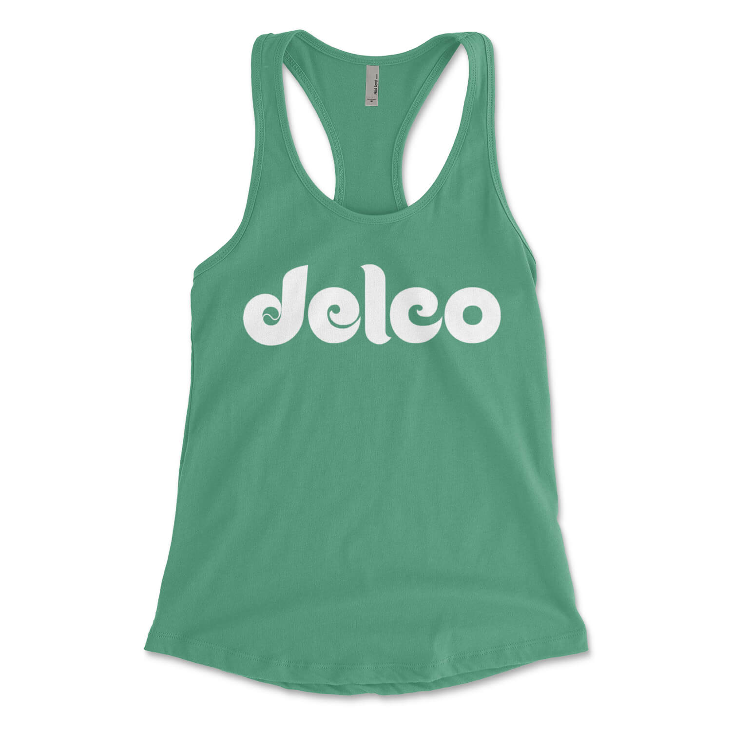 Delco heather green womens racerback tank top from Phillygoat