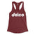 Delco maroon womens racerback tank top from Phillygoat