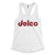 Delco white womens racerback tank top from Phillygoat