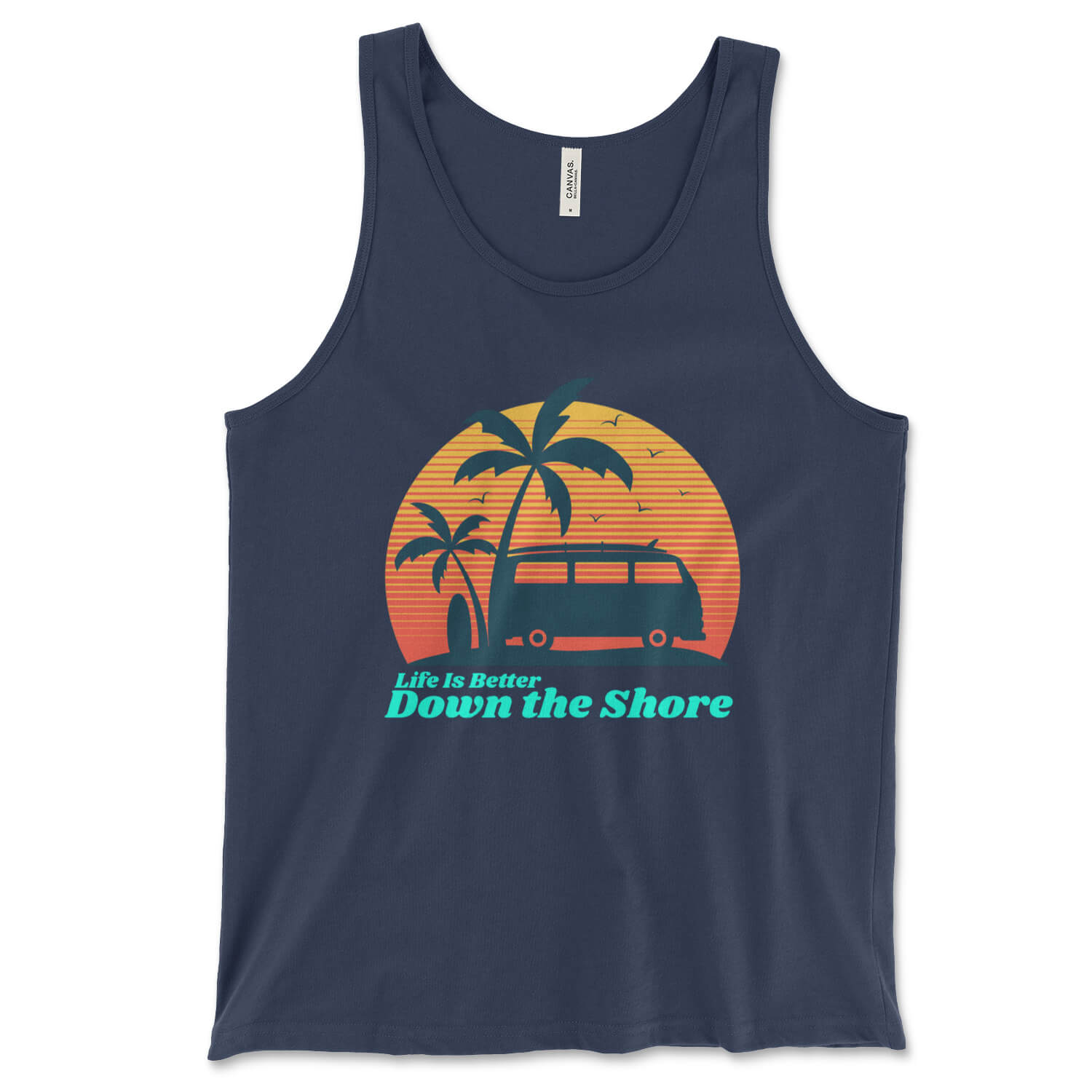 Life is better down the jersey shore navy blue tank top from Phillygoat