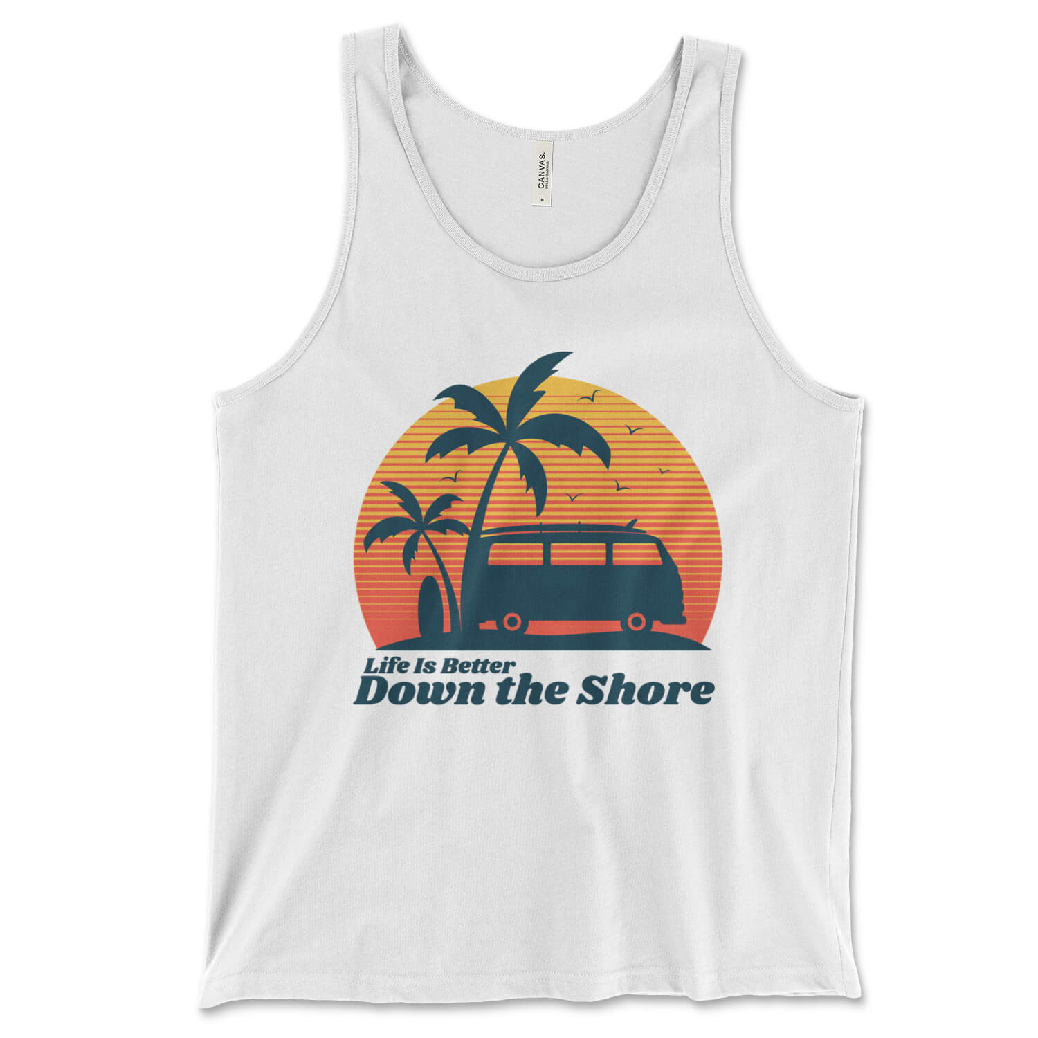 Life is better down the jersey shore white tank top from Phillygoat