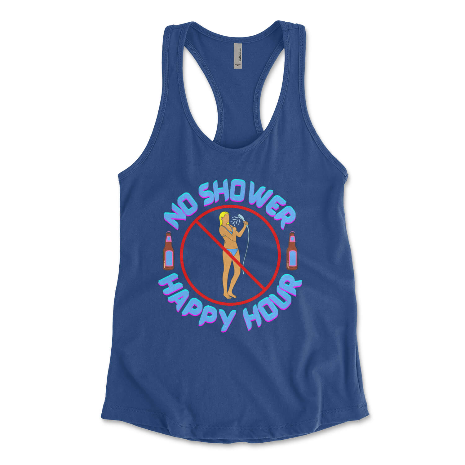 No shower happy hour sea isle city new jersey royal blue womens tank top Phillygoat