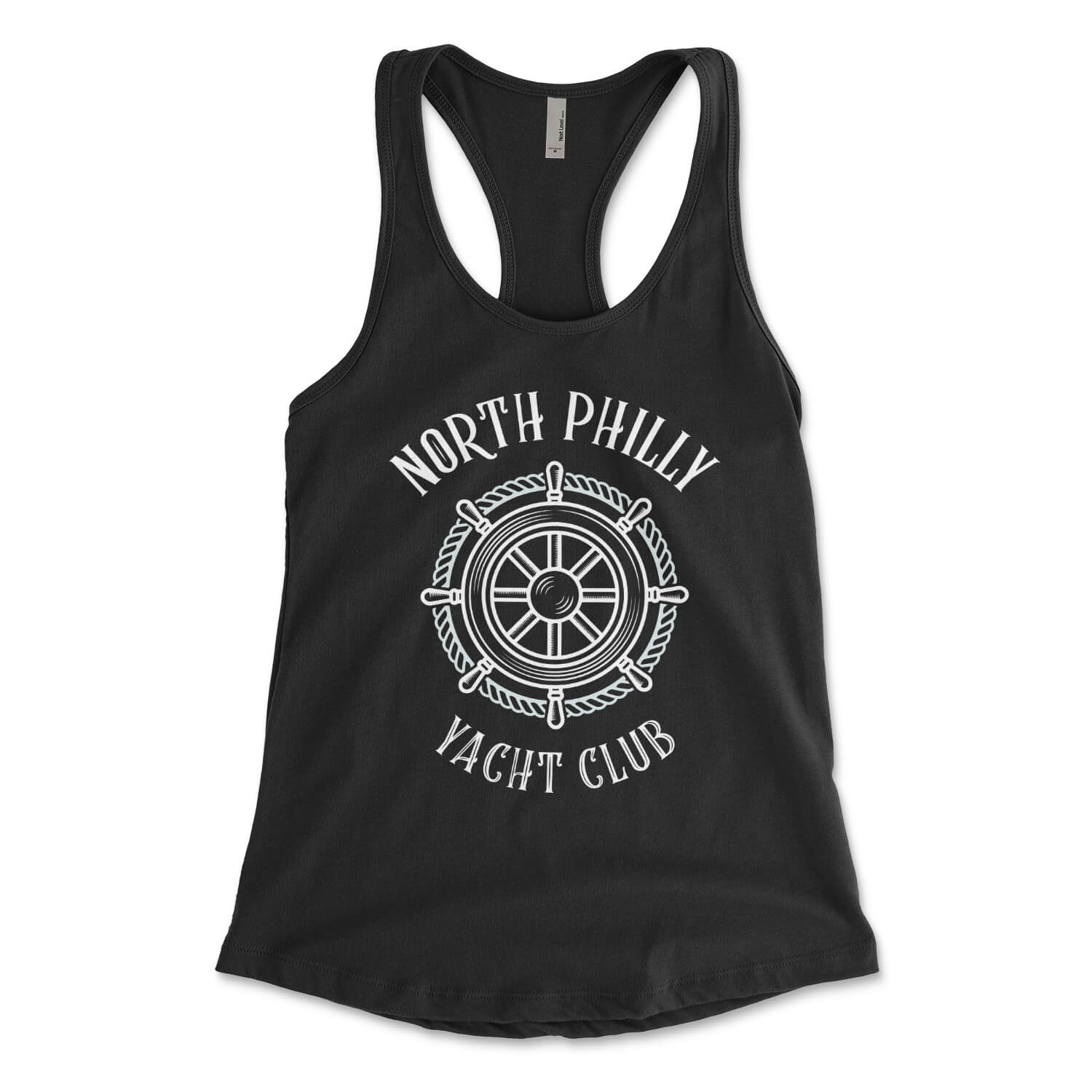 North Philly Yacht Club black womens racerback tank top from Phillygoat