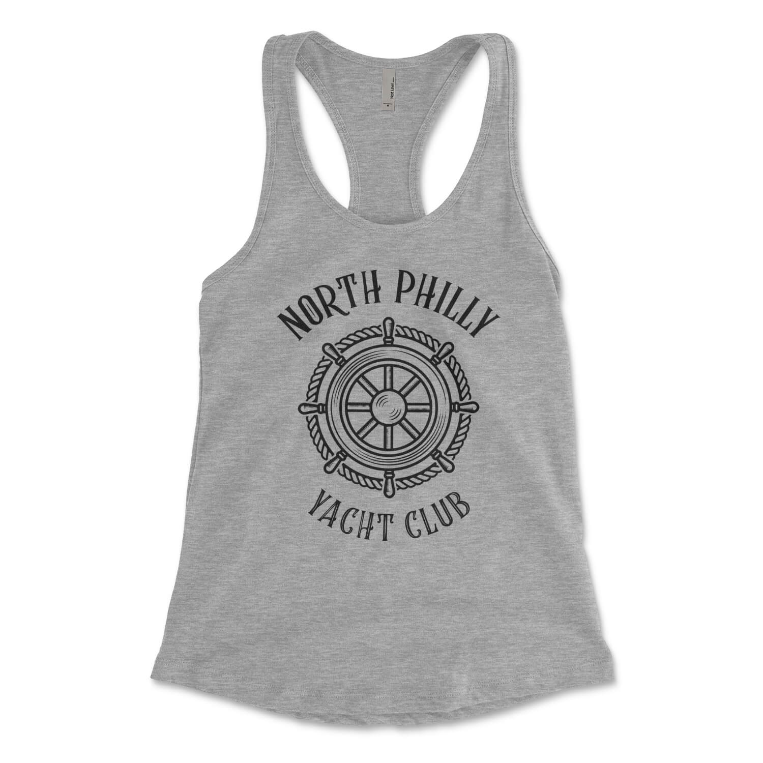 North Philly Yacht Club heather grey womens racerback tank top from Phillygoat