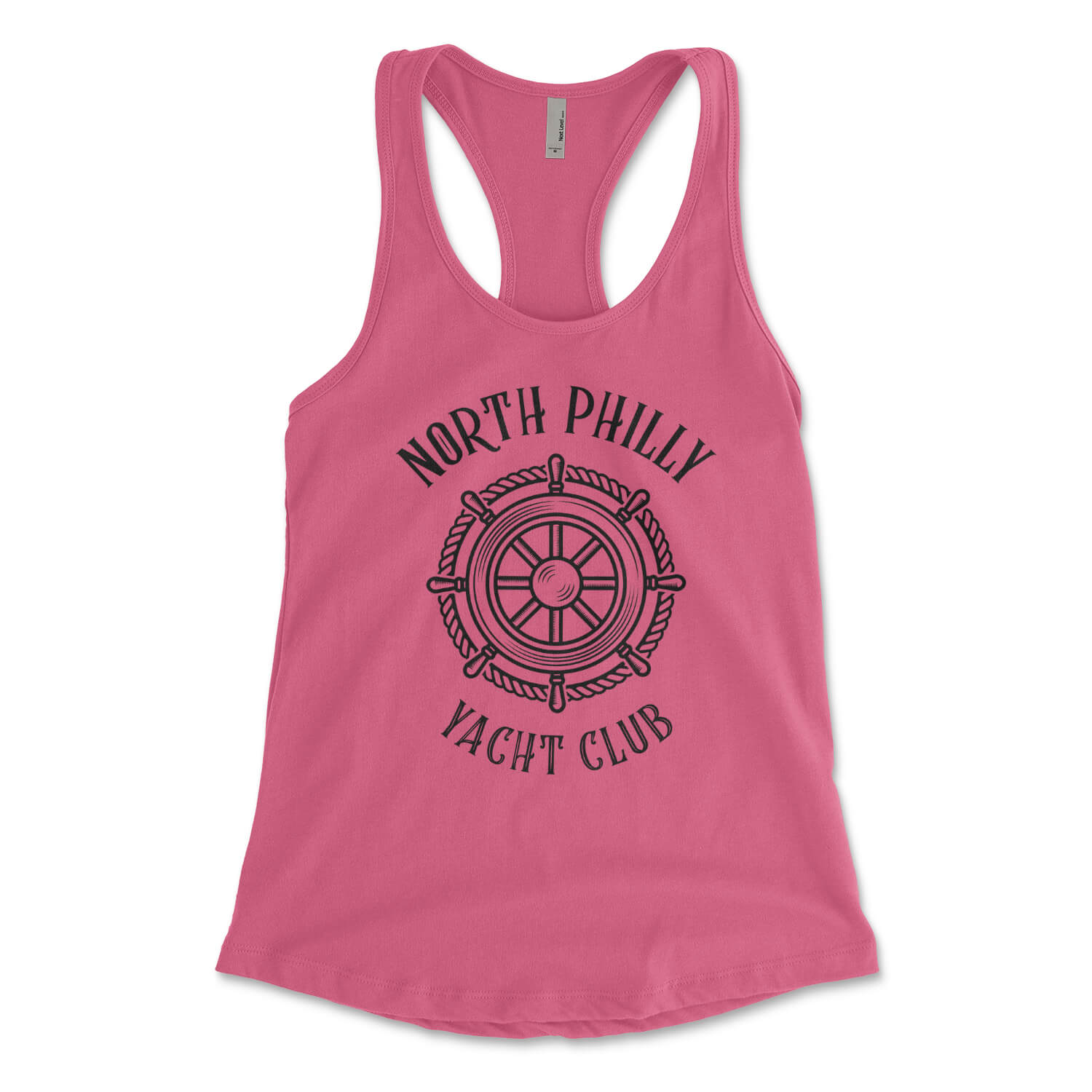 North Philly Yacht Club hot pink womens racerback tank top from Phillygoat