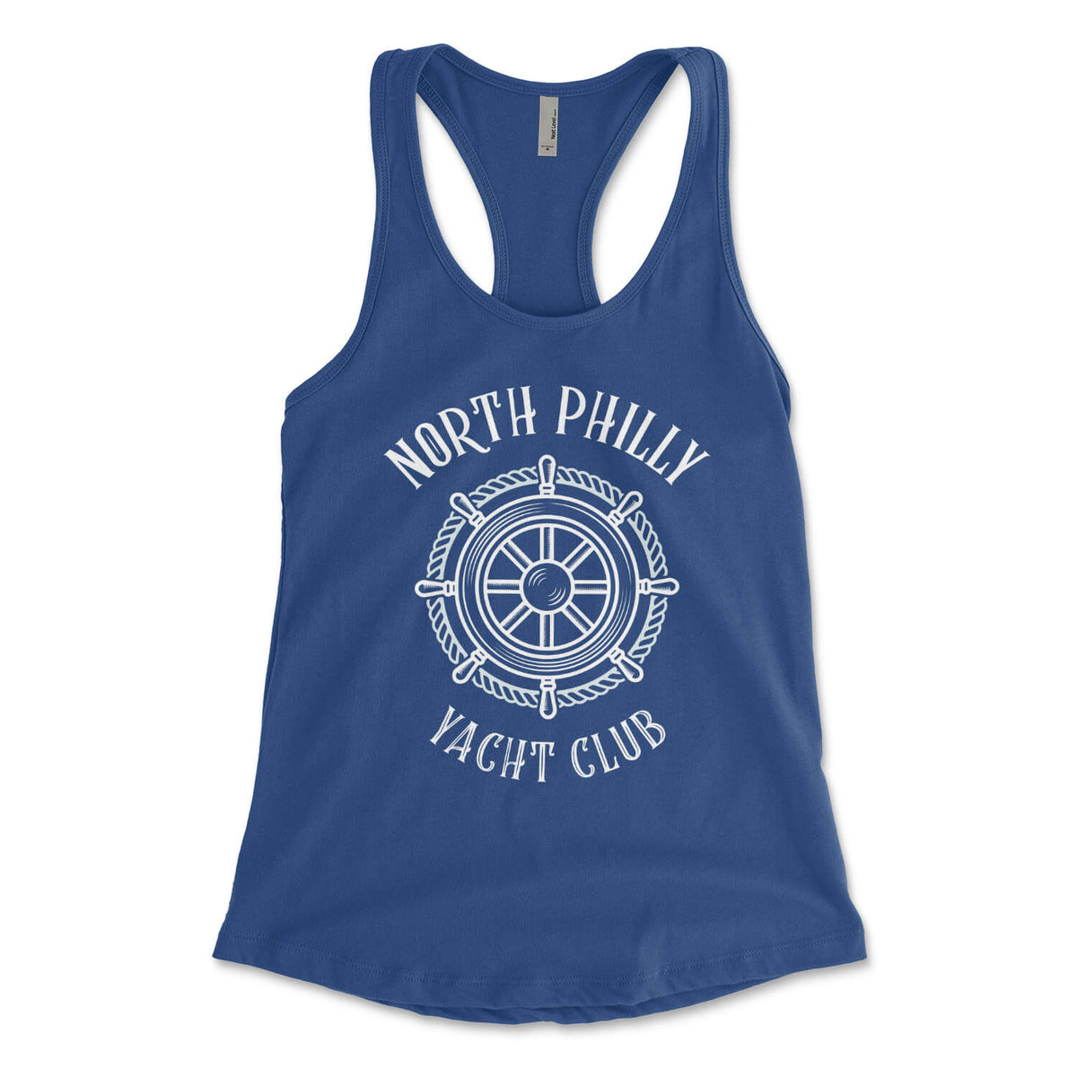 North Philly Yacht Club royal blue womens racerback tank top from Phillygoat