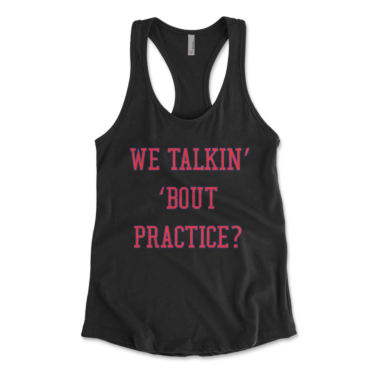 Philadelphia 76ers Allen Iverson We Talkin Bout Practice womens black racerback tank top from Phillygoat