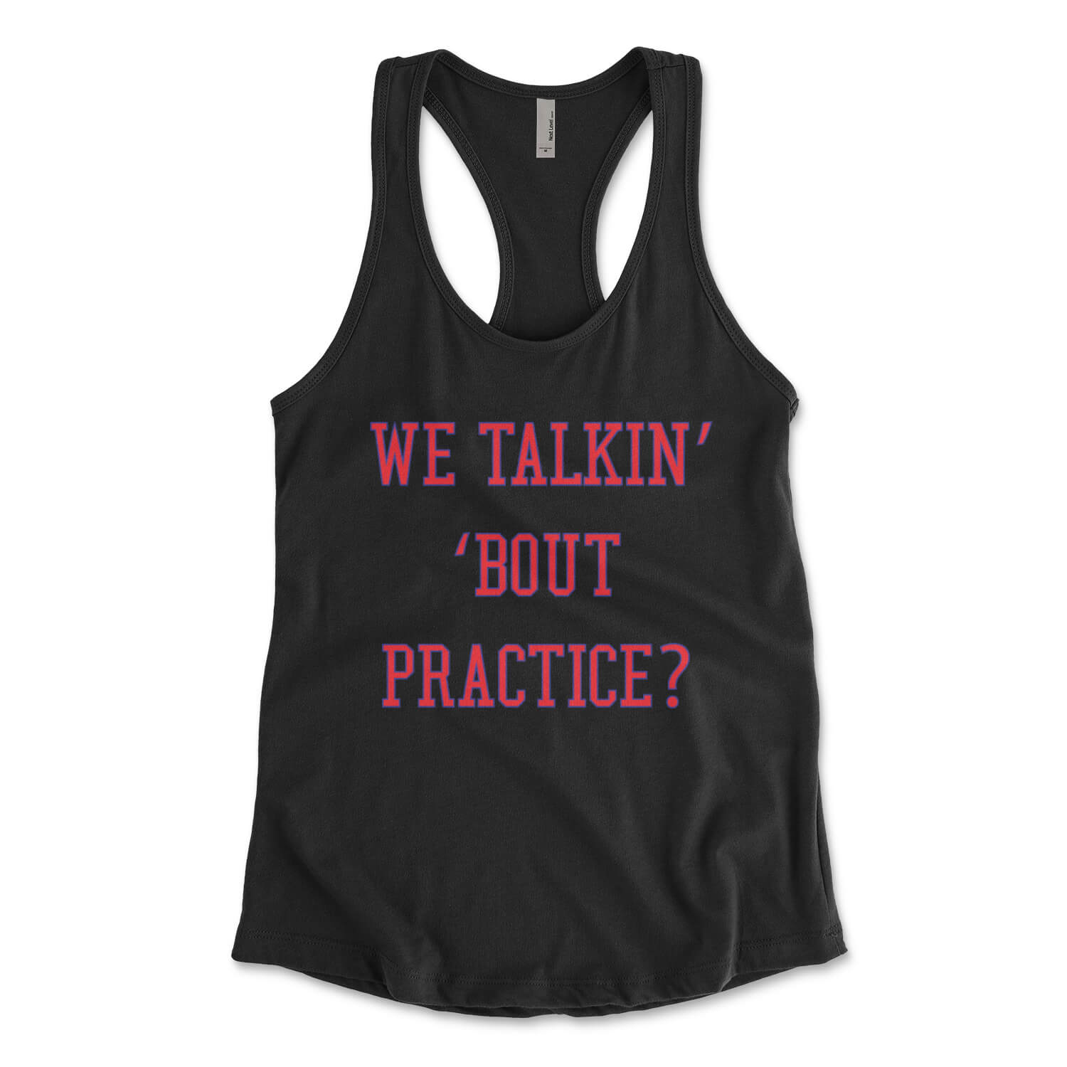 Philadelphia 76ers Allen Iverson We Talkin Bout Practice womens black racerback tank top from Phillygoat