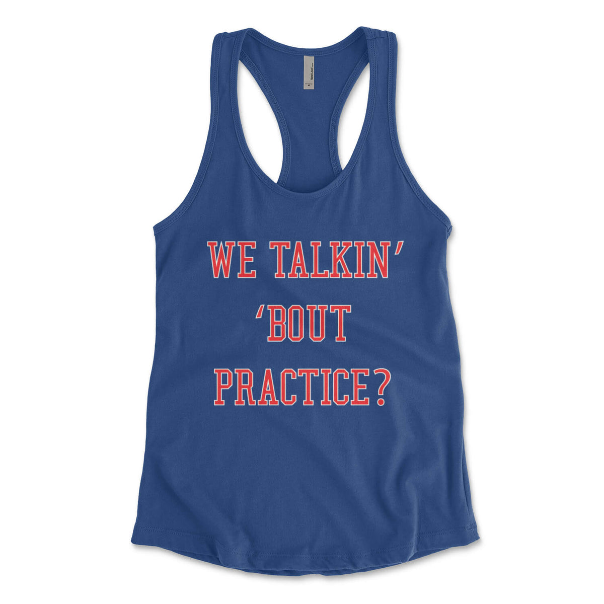 Philadelphia 76ers Allen Iverson We Talkin Bout Practice womens royal blue racerback tank top from Phillygoat