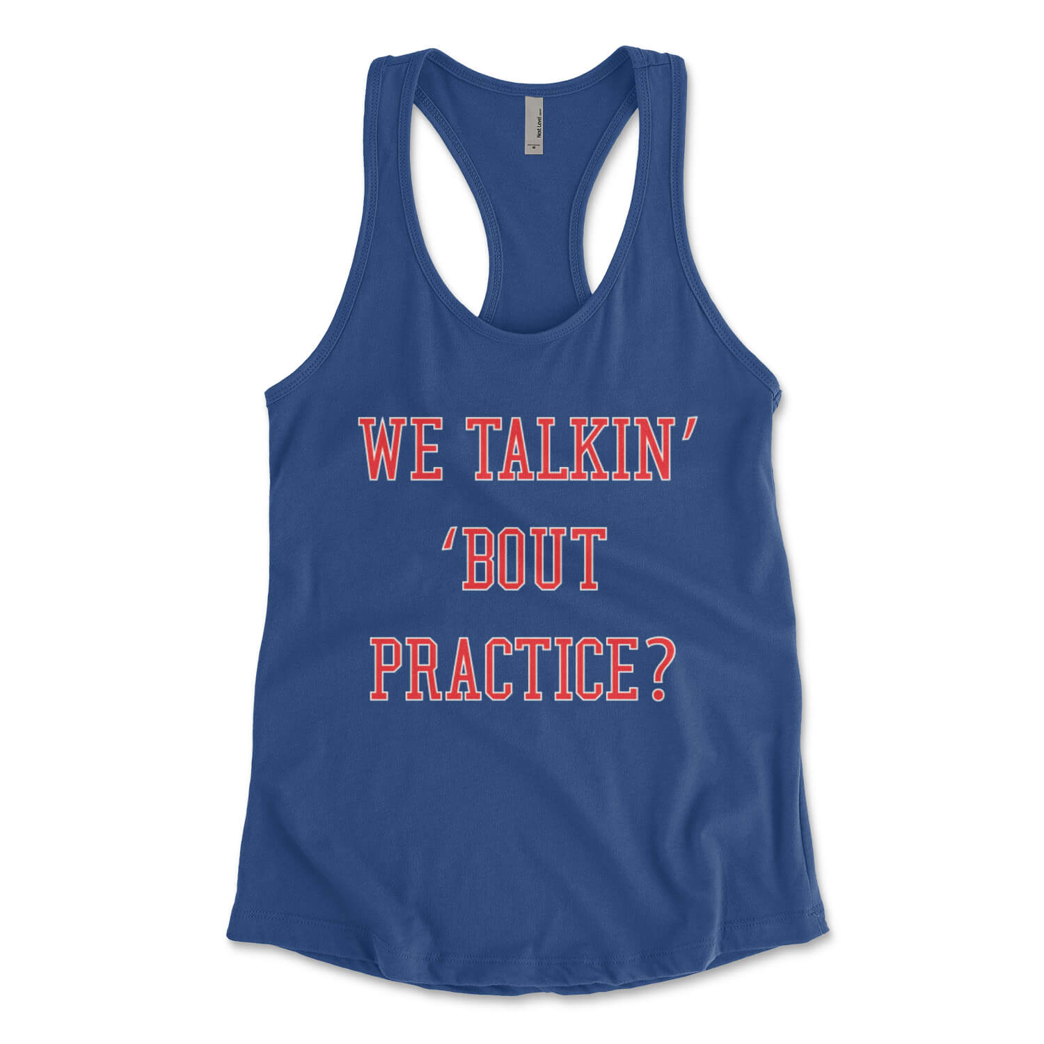 Philadelphia 76ers Allen Iverson We Talkin Bout Practice womens royal blue racerback tank top from Phillygoat