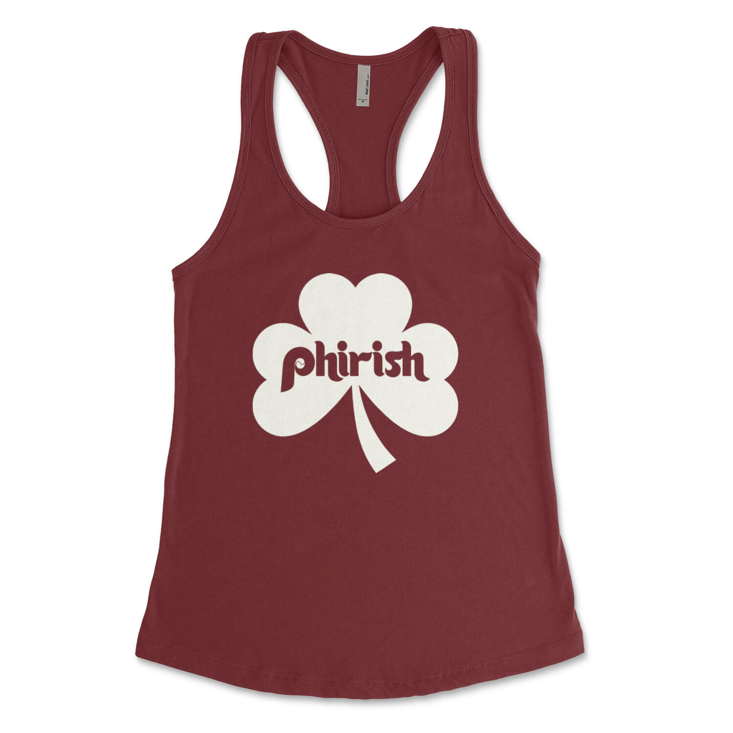 Philadelphia Irish Phirish shamrock st. paddy's day maroon womens tank top from Phillygoat