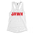 Philadelphia jawn Jaws design on a white womens racerback tank top from Phillygoat