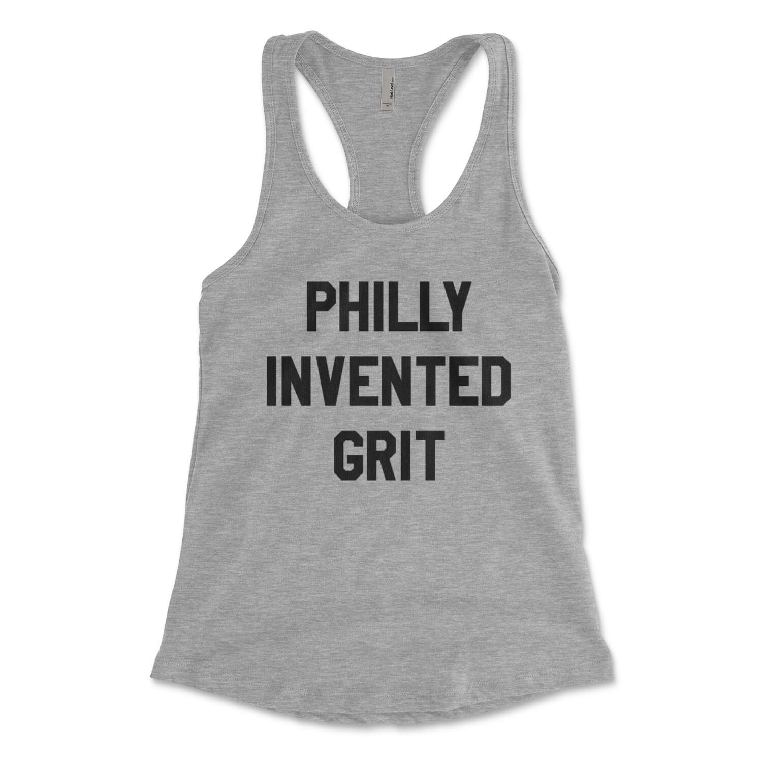 Philly invented grit heather grey womens racerback tank top from Phillygoat