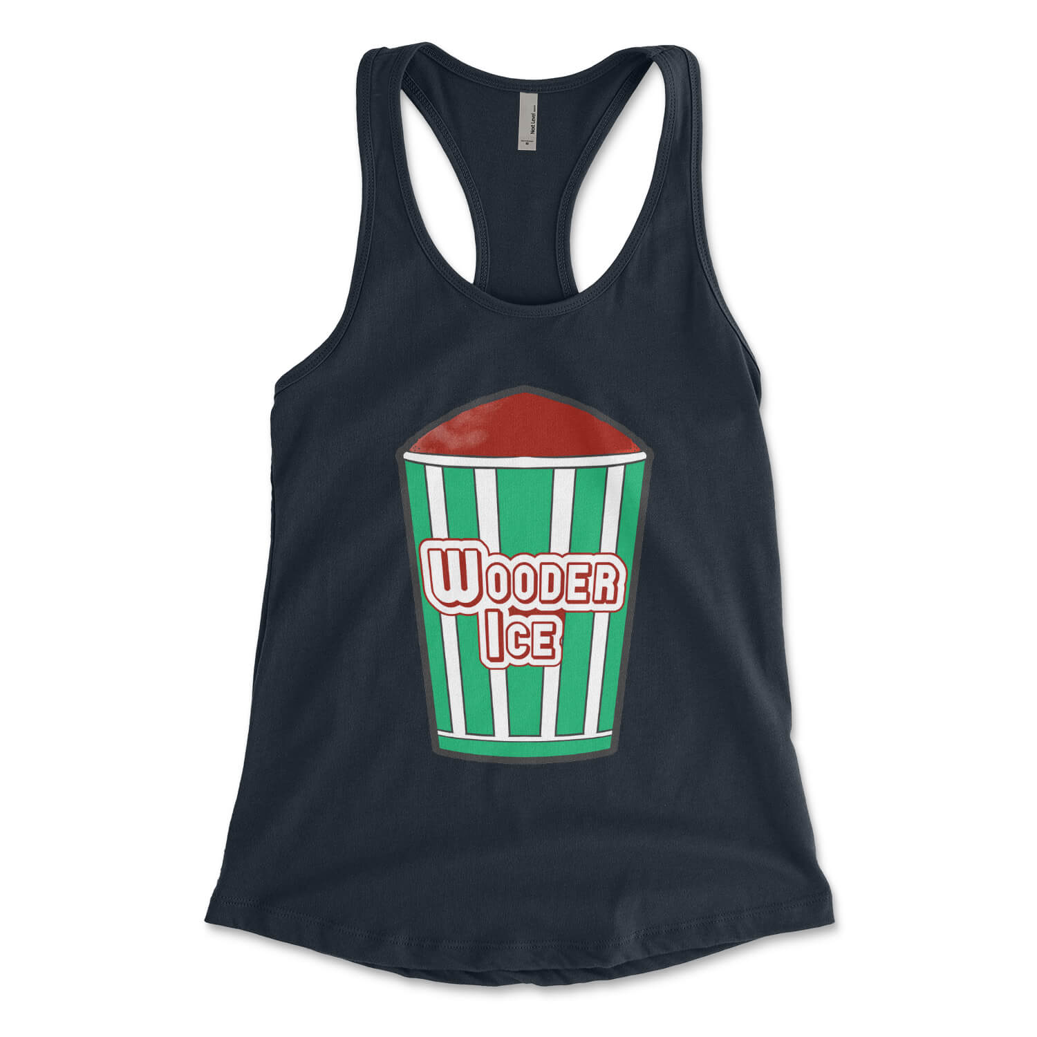 Philadelphia Philly water ice wooder ice midnight navy blue womens racerback tank top from Phillygoat