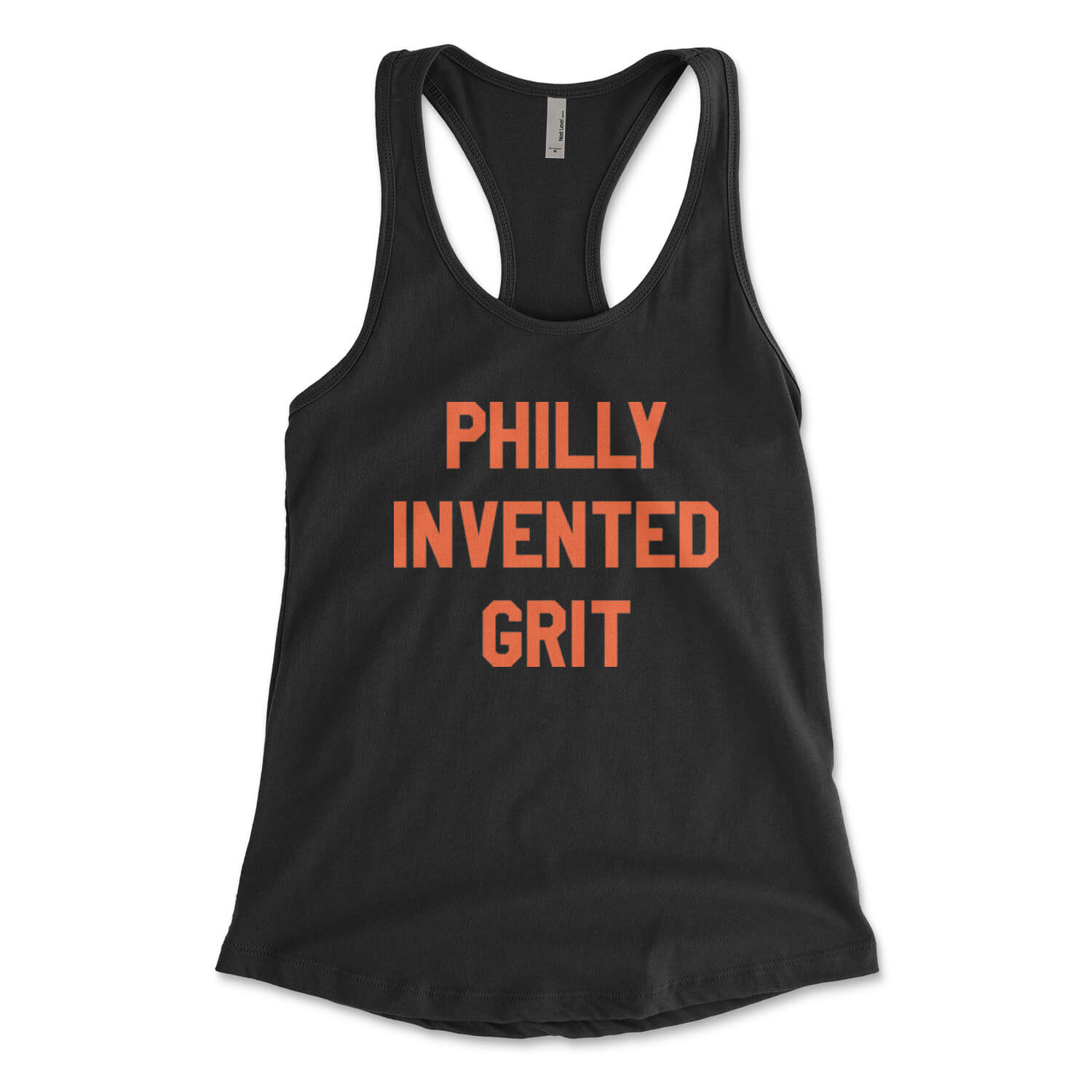 Philly invented grit black womens racerback tank top from Phillygoat