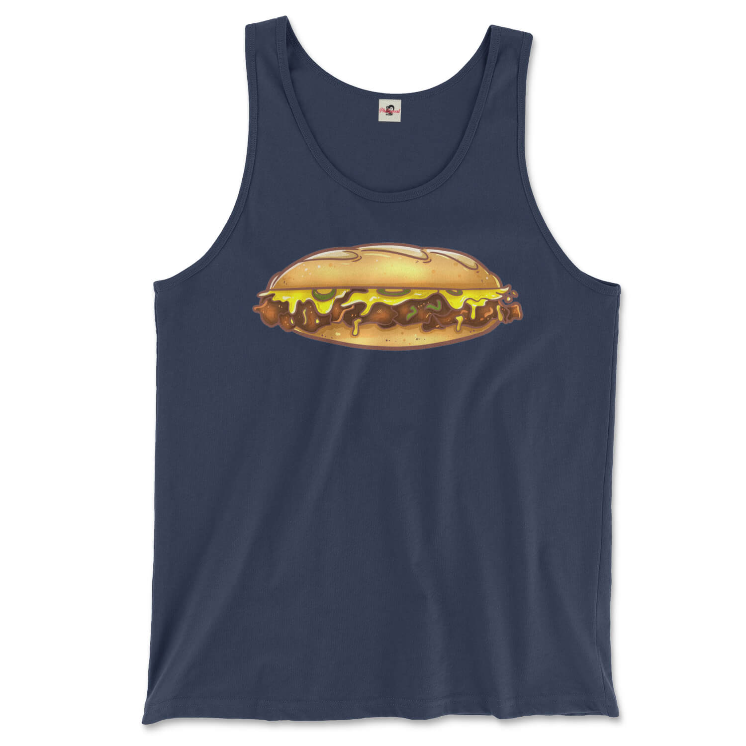 Philadelphia Philly cheesesteak navy blue tank top from Phillygoat