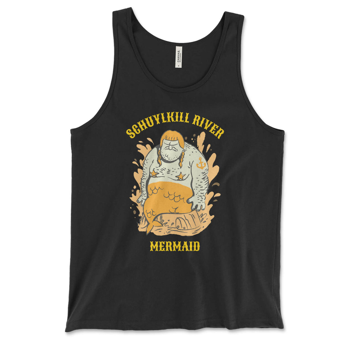 Schuylkill River Mermaid funny Philadelphia black tank top from Phillygoat