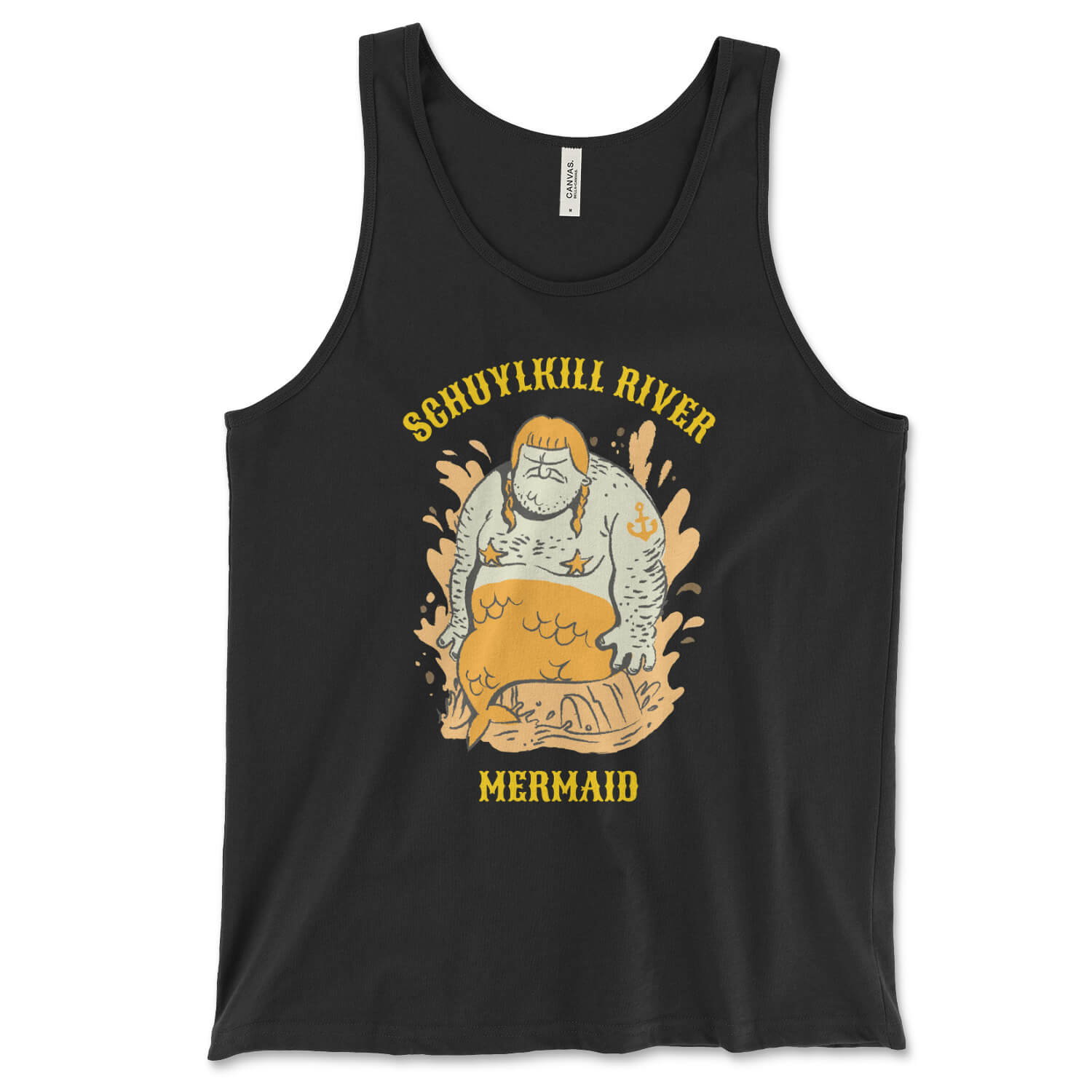 Schuylkill River Mermaid funny Philadelphia black tank top from Phillygoat