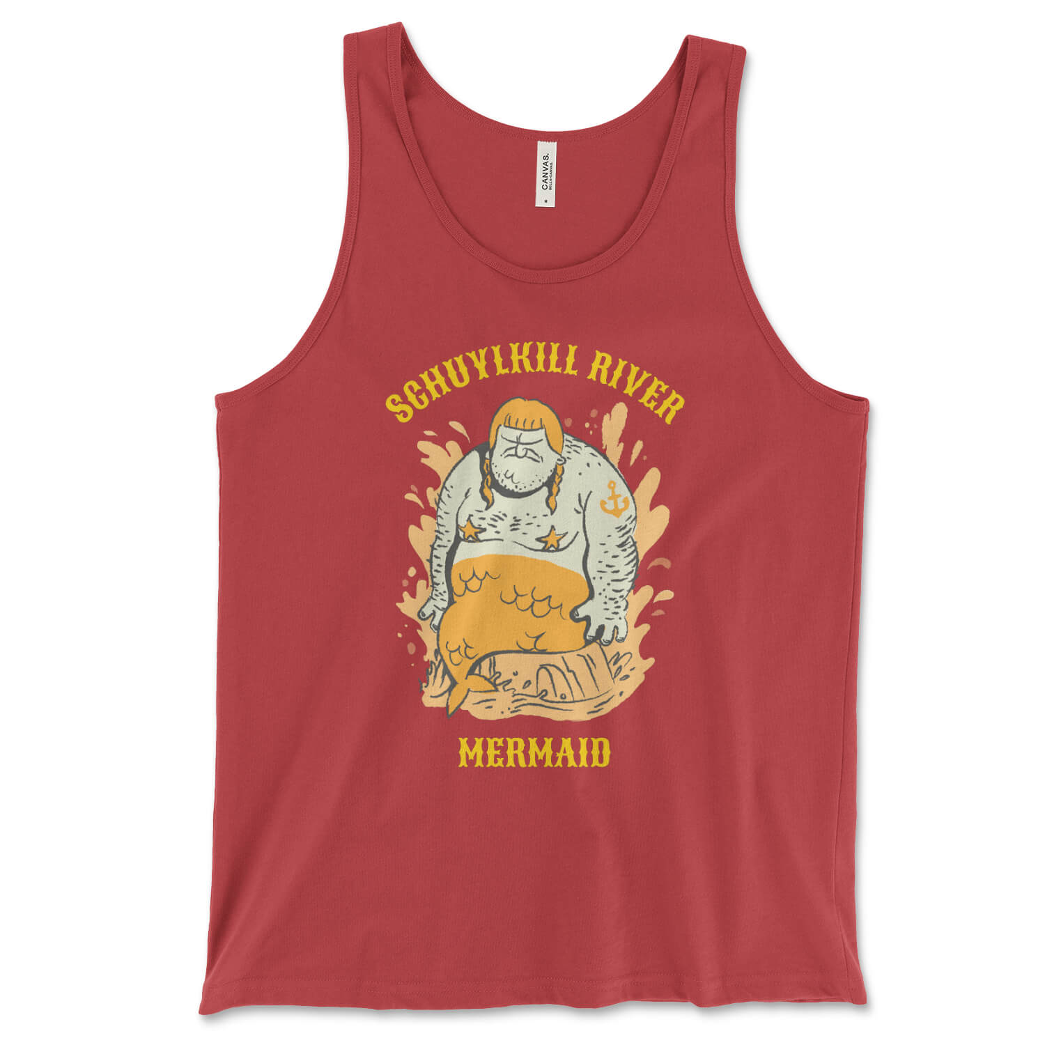Schuylkill River Mermaid funny Philadelphia red tank top from Phillygoat